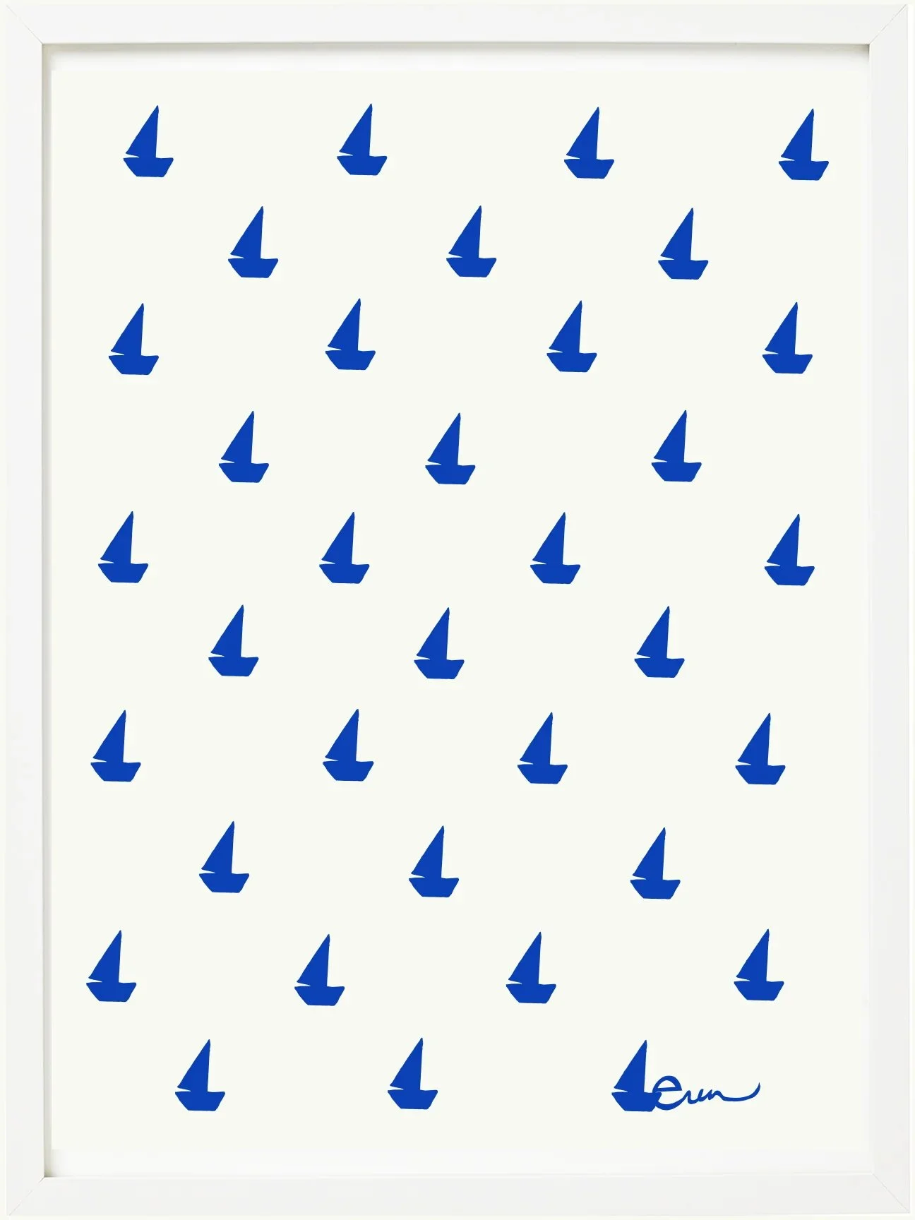 Royal Blue Sailboats Art Print