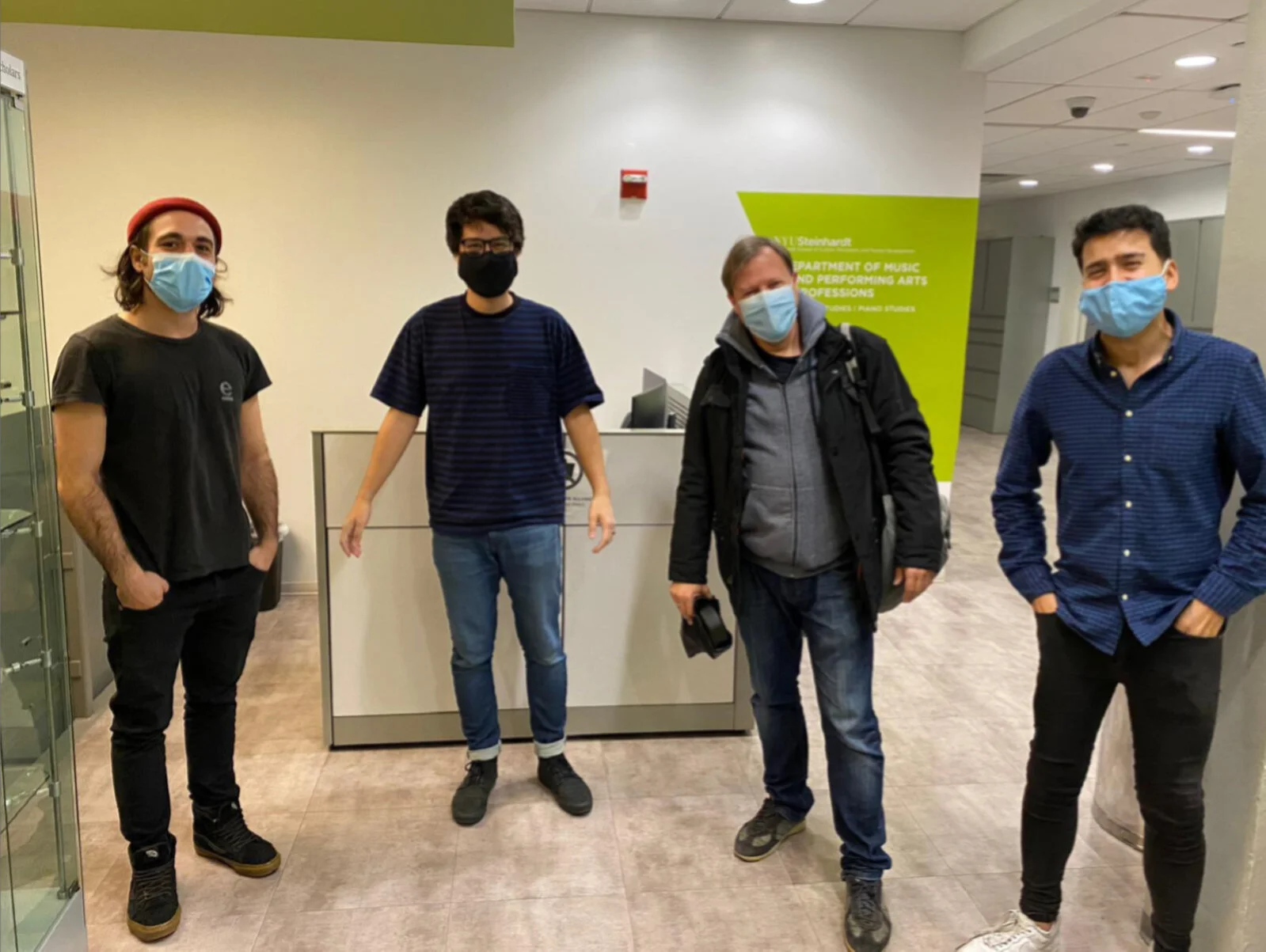 Chris Potter NYU Ensemble. Eduardo, Nick Rousseau, Chris Potter, and Oscar Caucaly.