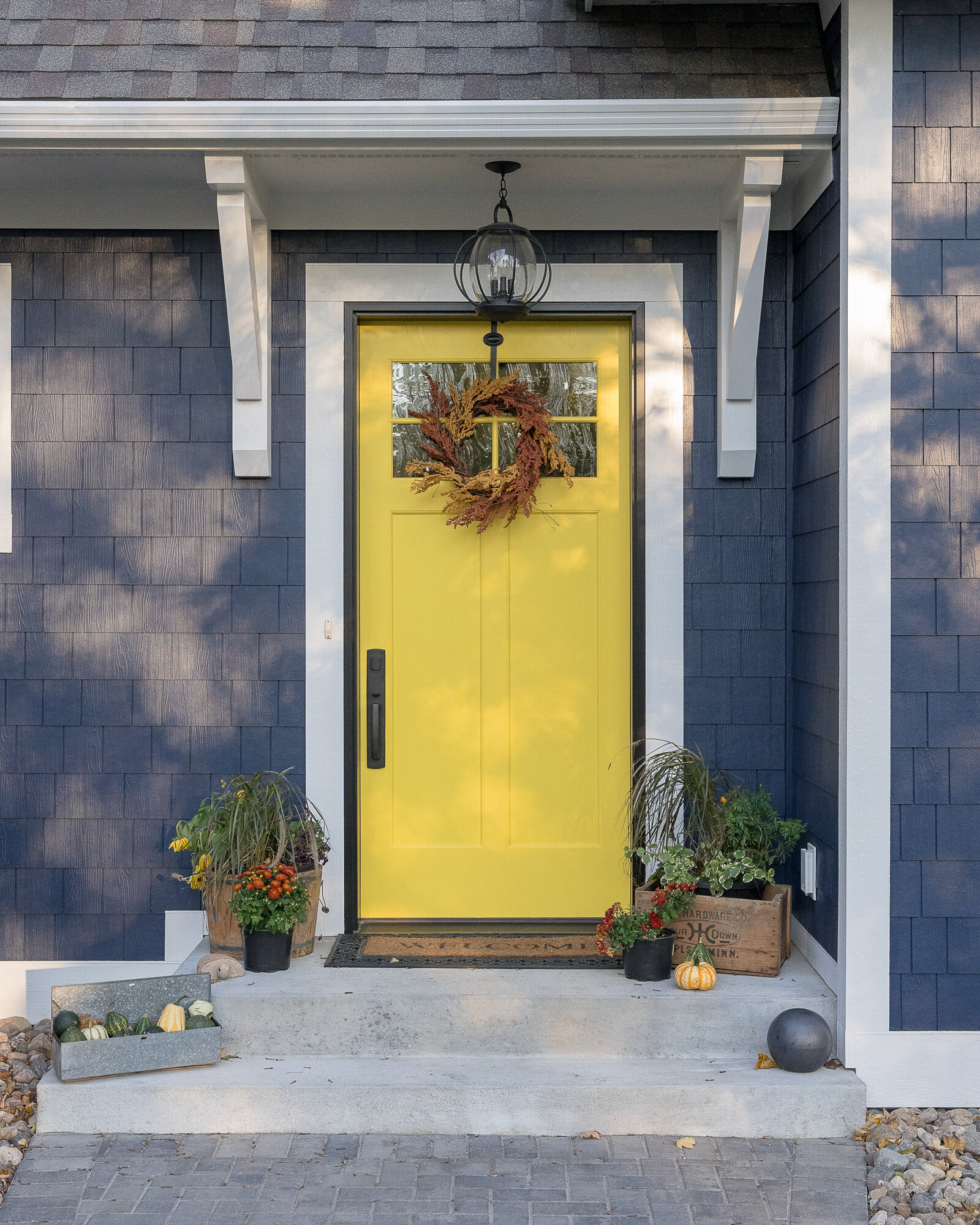 Architectural photography featuring Blue Siding and Yellow Door