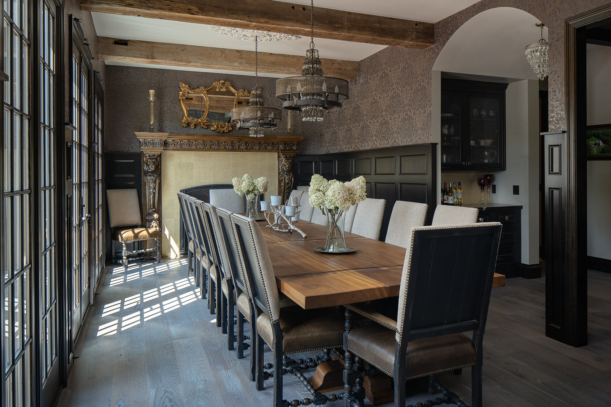 Interiors photography of a medieval-themed dining room