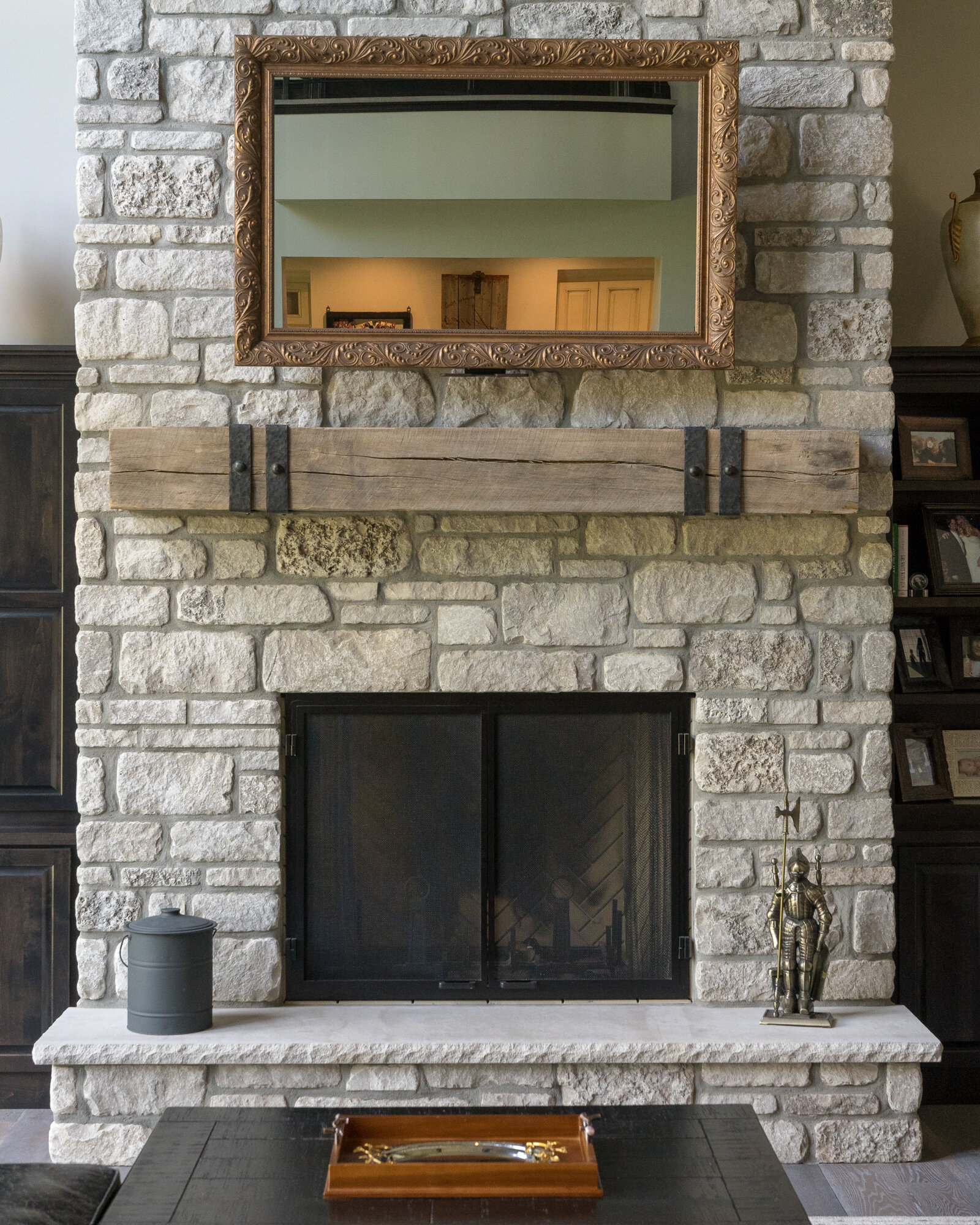 Luxury Stone fireplace with medieval decor
