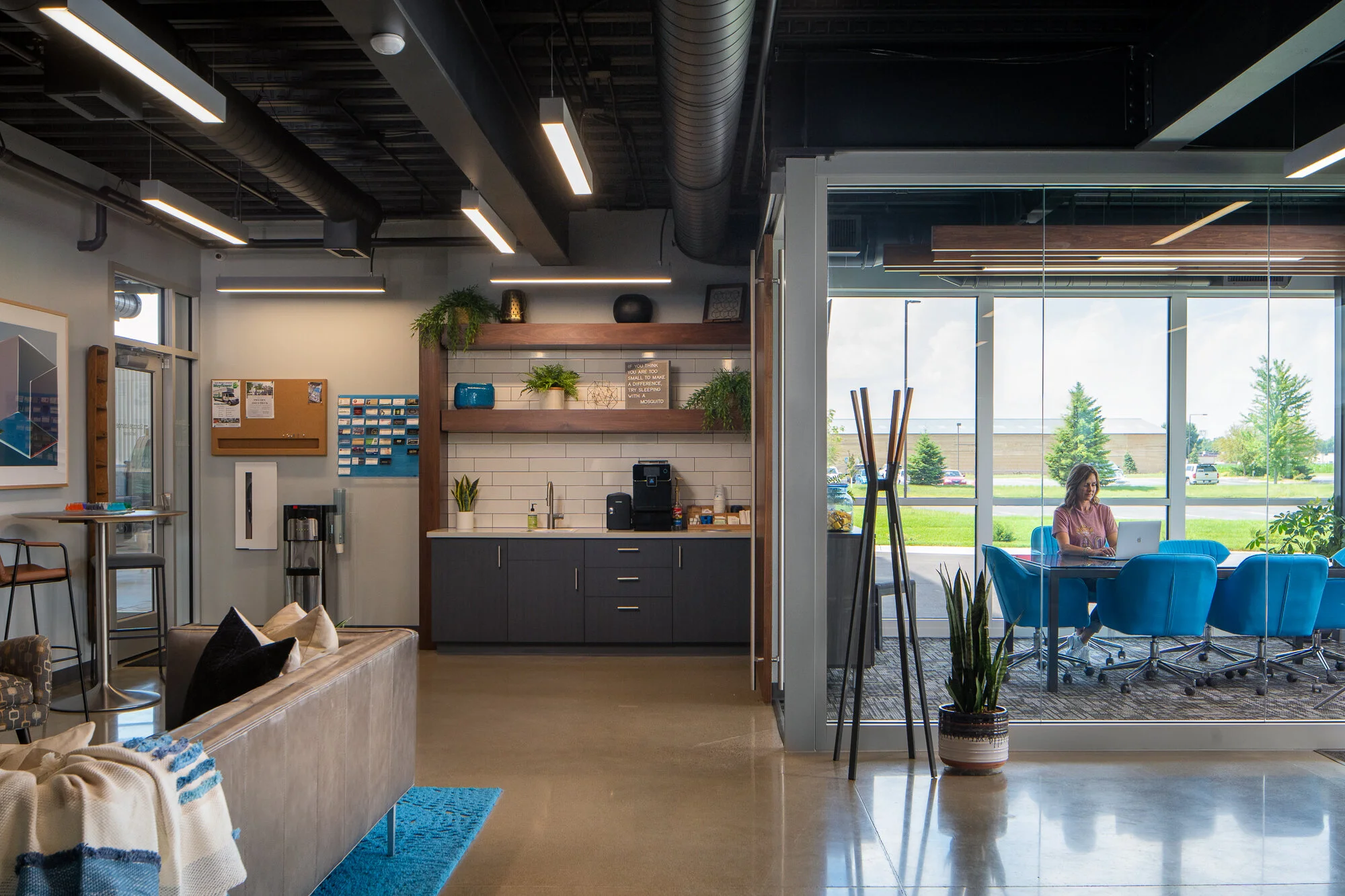 Architectural photography of a conference room at Storage Lounge in Mankato, MN