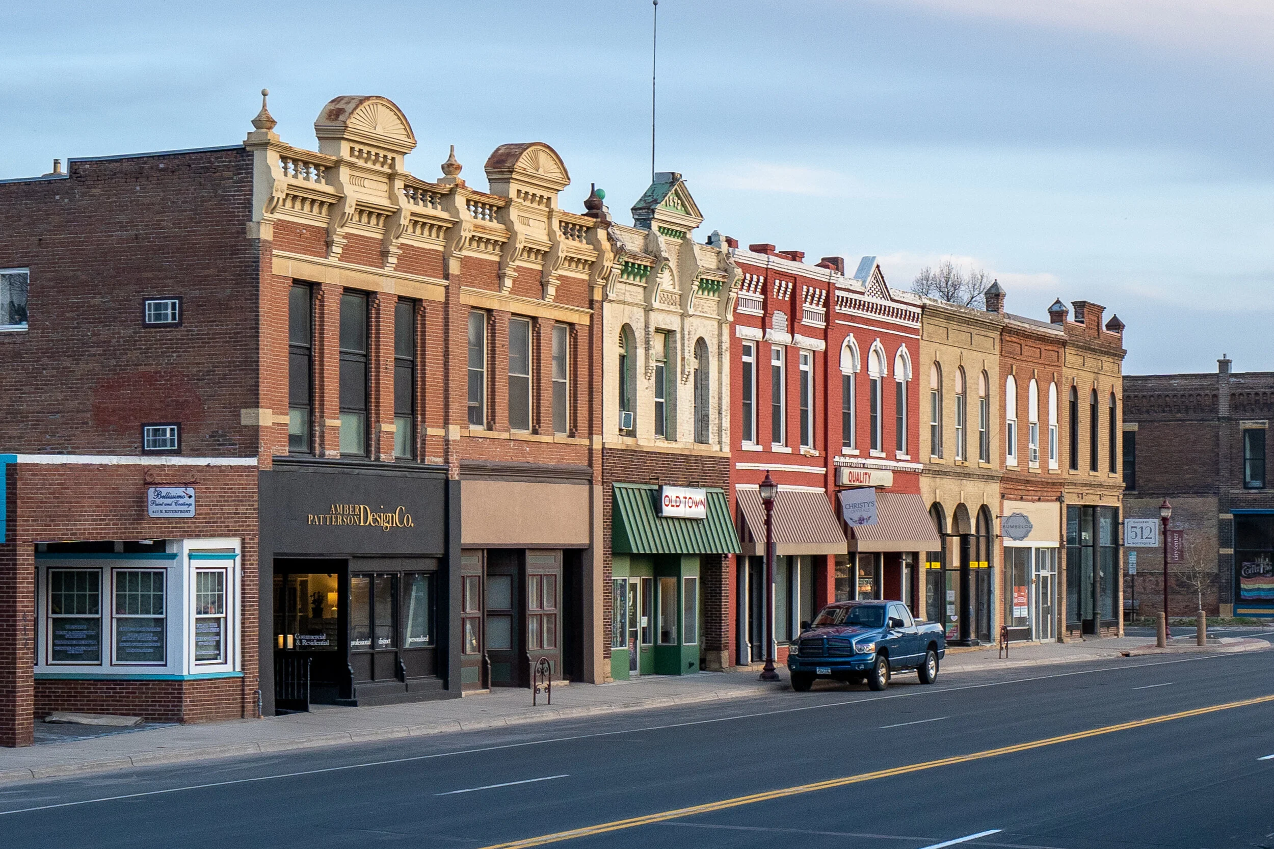 Quaint downtown original architecture from the 1800's in downtown Mankato Minnesota