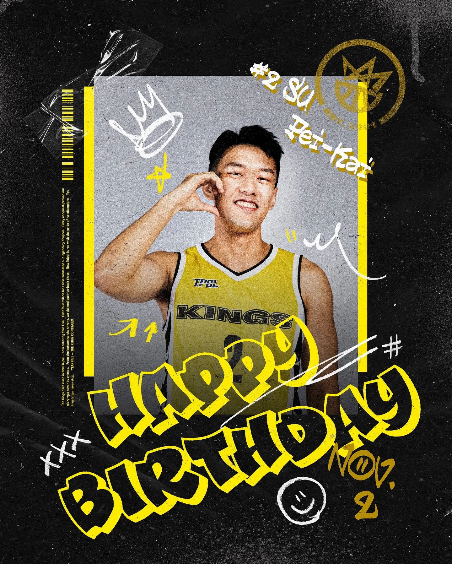 禁衛軍 蘇培凱 生日快樂🎂

祝福培凱保持不斷進步的熱情與拼勁，做好準備迎接每一個機會 💪

讓我們一起留下祝福 💛
生日快樂🎂

#NewTaipeiKings
#CrownTheCity
#TheReignDontStop