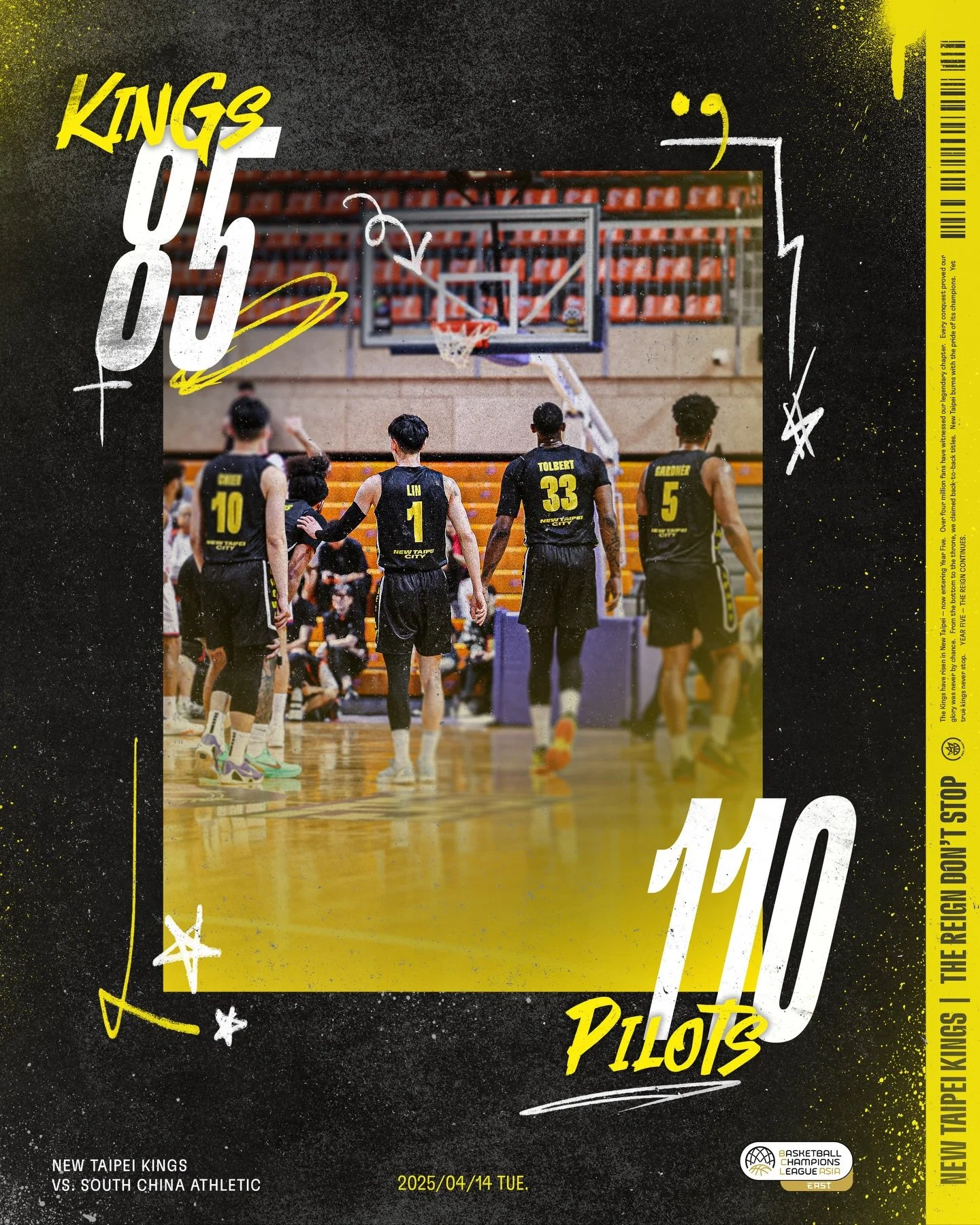 繼續加油努力，好好休息，保持耐心與健康

Let&lsquo;s Go Kings 👑

#2026BCLAsia
#NewTaipeiKings
#CrownTheCity
#TheReignDontStop