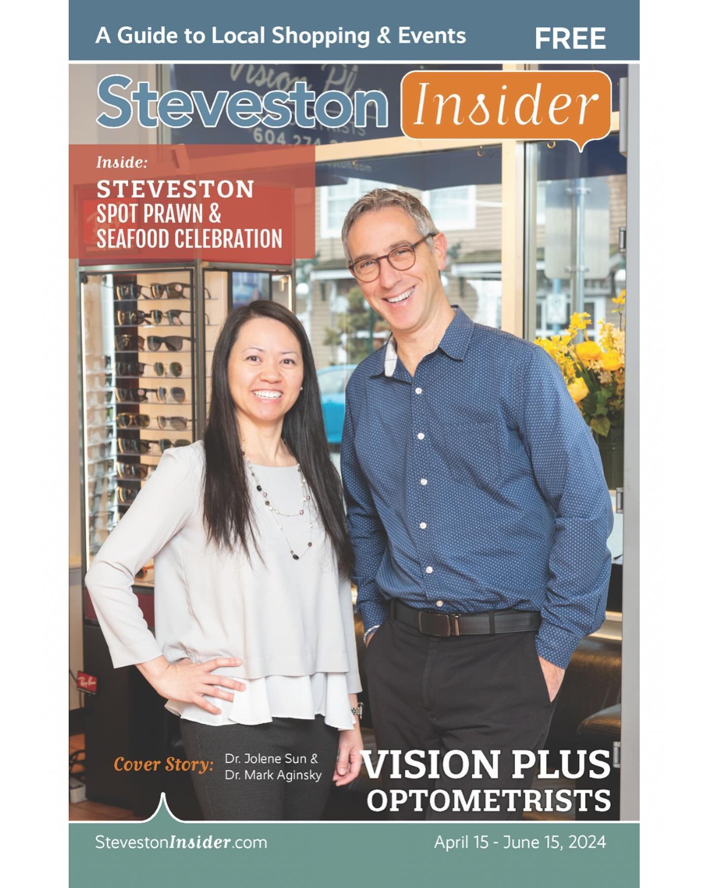 Vision Plus Optometrists is now the Cover Story in Steveston Insider from April 15 - June 15 🎉🎉🎉 Grab yourself a copy at local businesses in Steveston!

#stevestoninsider #eyecare #optometry #contactlenses #vision #eyehealth #eyeexam #health #opto