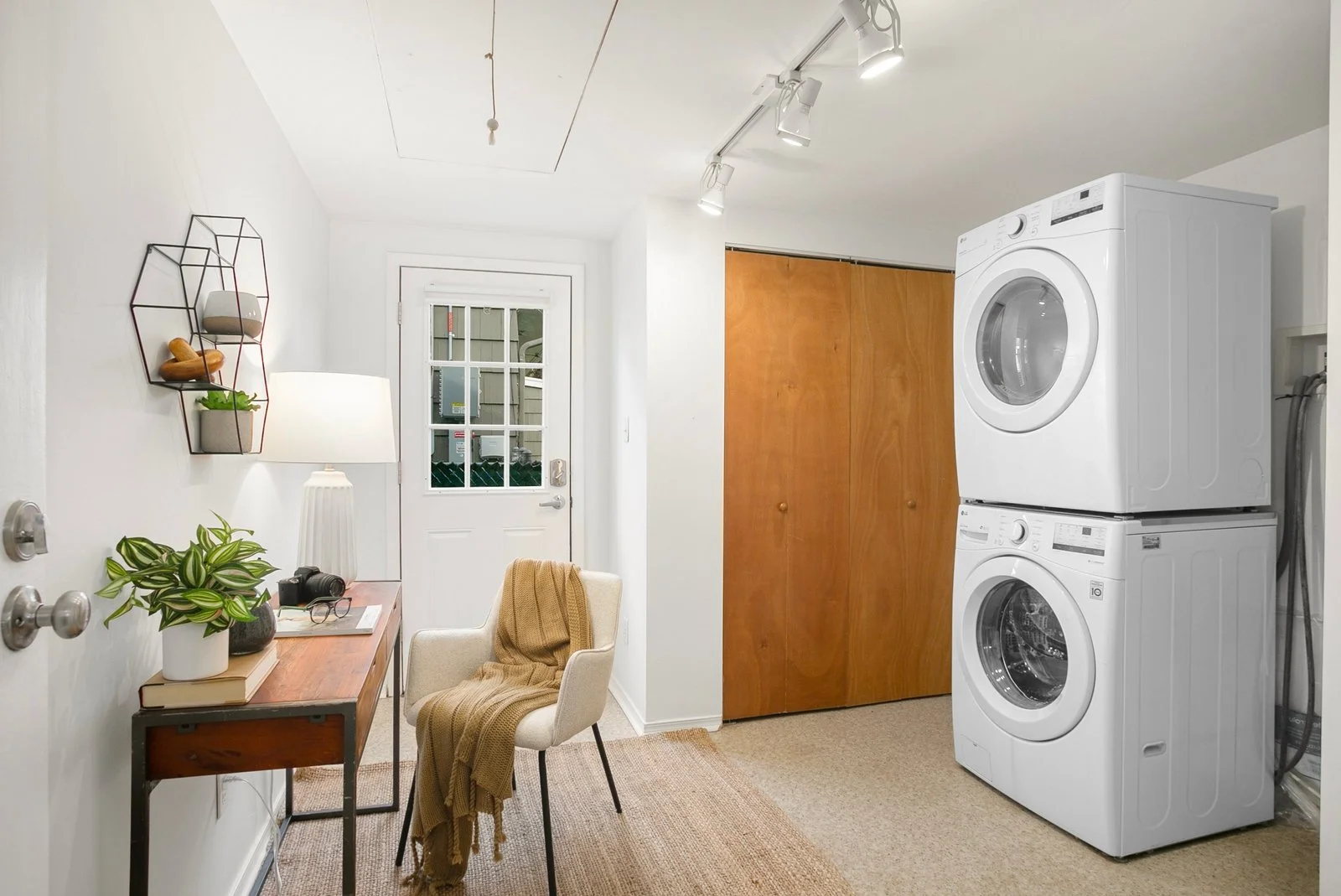 An oversized mudroom provides exceptional versatility, easily adapting to your lifestyle.
