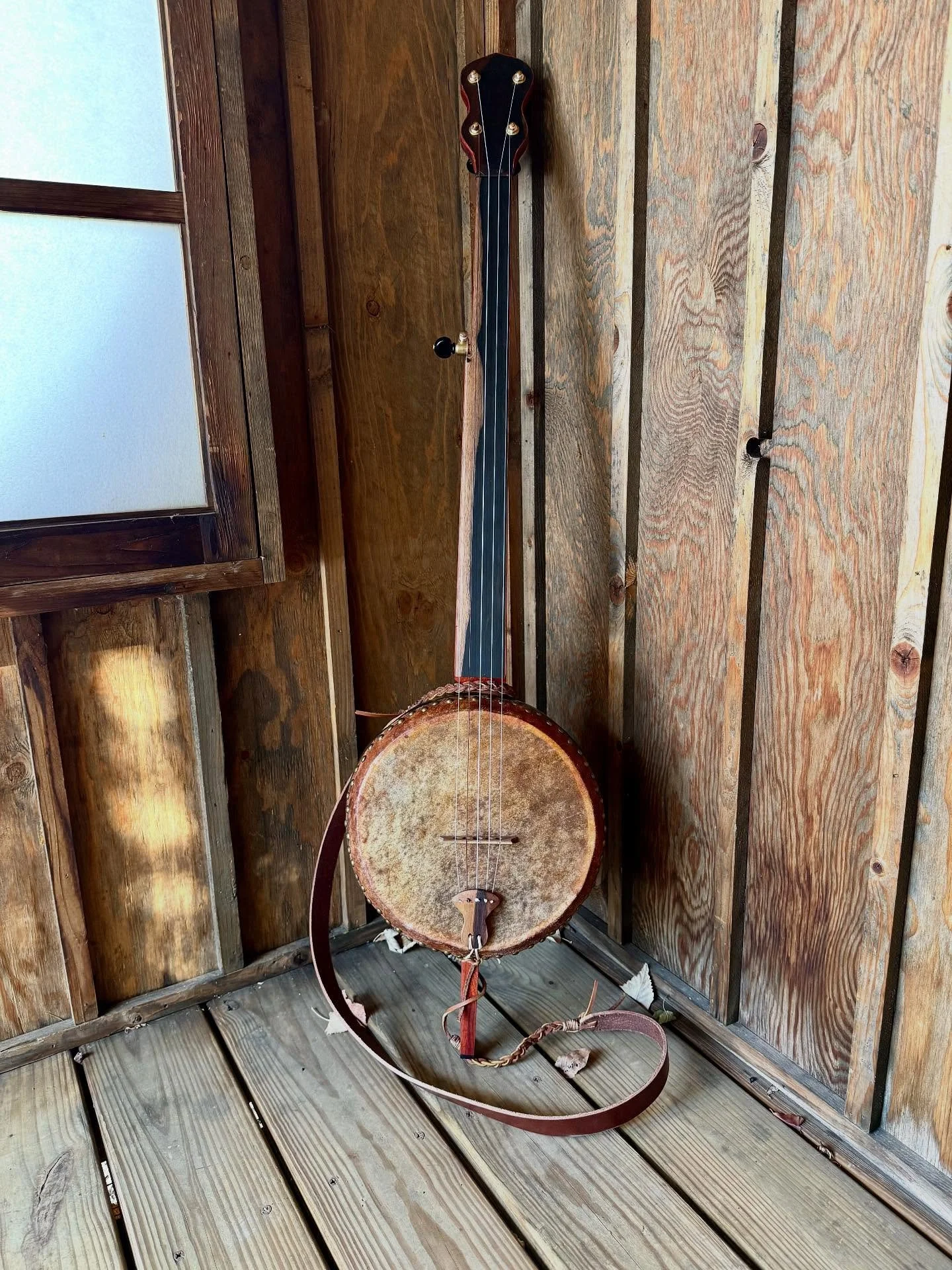 Gourd banjo #12. I went kind of big on this one, and I&rsquo;m happy with the results. I chose padauk and an ebony neck, since I&rsquo;m a sucker for that combination. It ended up as a bonus benefit, because it gives this banjo a bit of the heft that