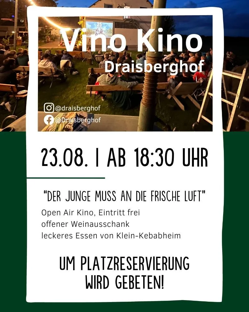 VINO KINO // Mit tollen News melden wir uns aus unserer kleinen Social Media-Sommerpause zur&uuml;ck, denn der diesj&auml;hrige Vino Kino-Film steht fest: &quot;Der Junge muss an die frische Luft&quot; &uuml;ber das Leben und vor allem die Kindheit v