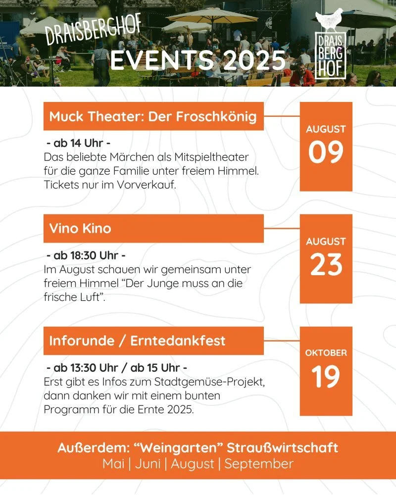 EVENTS // Hier kommen unsere Events in der zweiten H&auml;lfte dieser Saison - schaut f&uuml;r mehr Infos jederzeit auf unserer Website vorbei oder meldet Euch f&uuml;r unseren monatlichen Event-Newsletter an. An folgenden Tagen hat im August und Sep