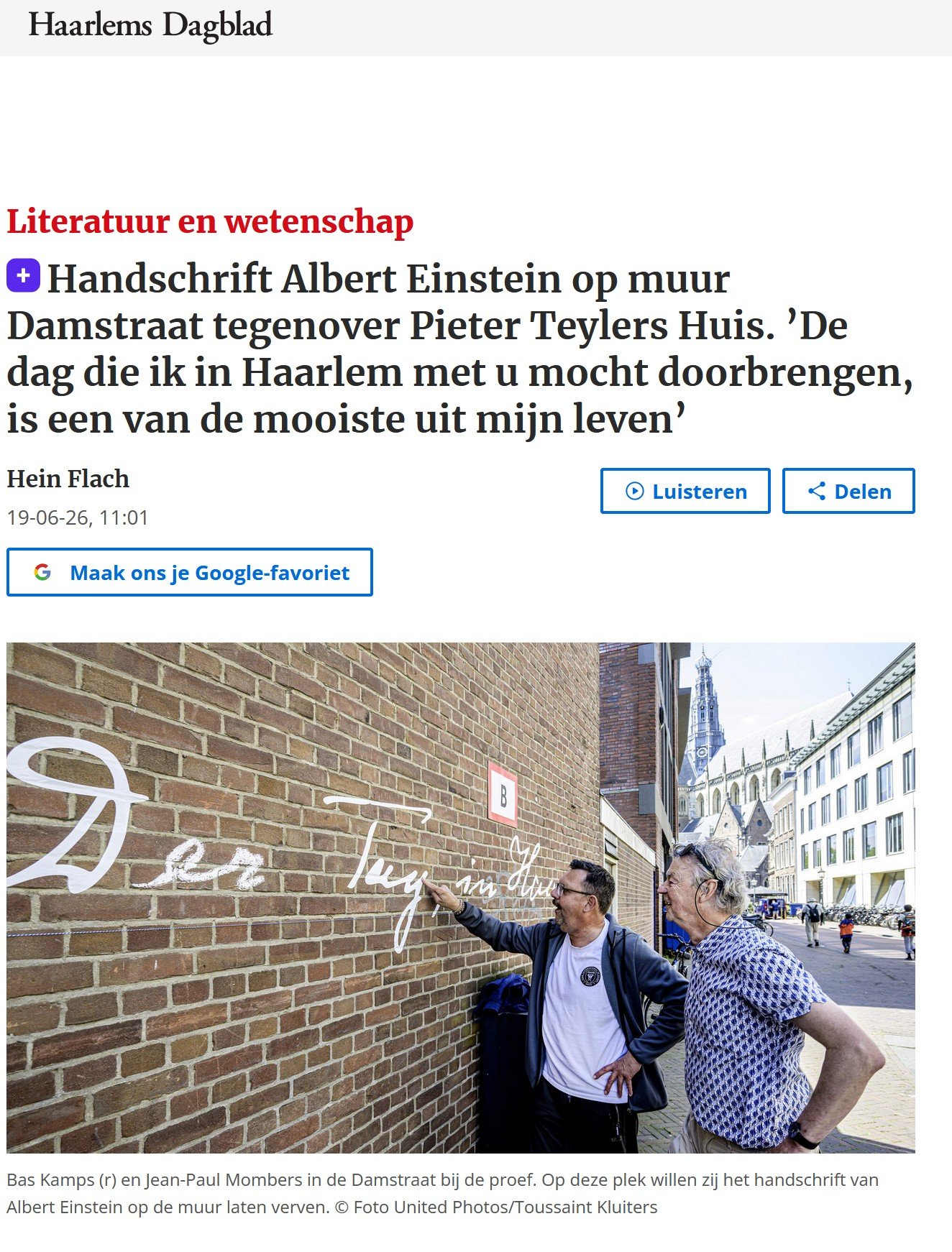 Uit de digitale versie van het Haarlems Dagblad van 19 juni 2026. 