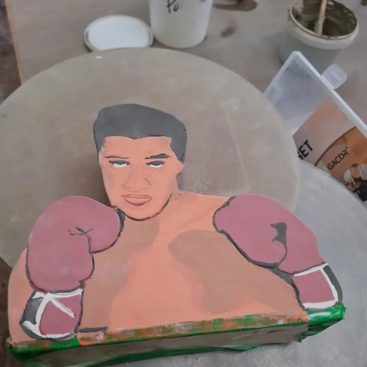 Elvis is in the house...
From start to finish, the King is done. 
#stleonardsceramics 
#ceramics 
#elvispresley 
#potterclasses