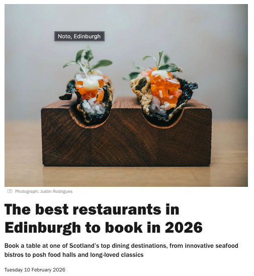 Time Out: Best Restaurants to book in Edinburgh in 2026