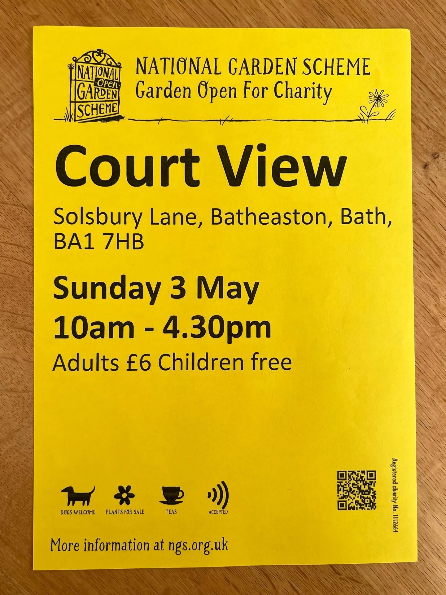 We should be pleased if you could join us at Court View, home of the Bath Greenhouse, on Sunday 3rd May to support the National Garden Scheme and Plant Heritage.

The NGS has been raising funds for nursing and health charities since 1927 and is the m