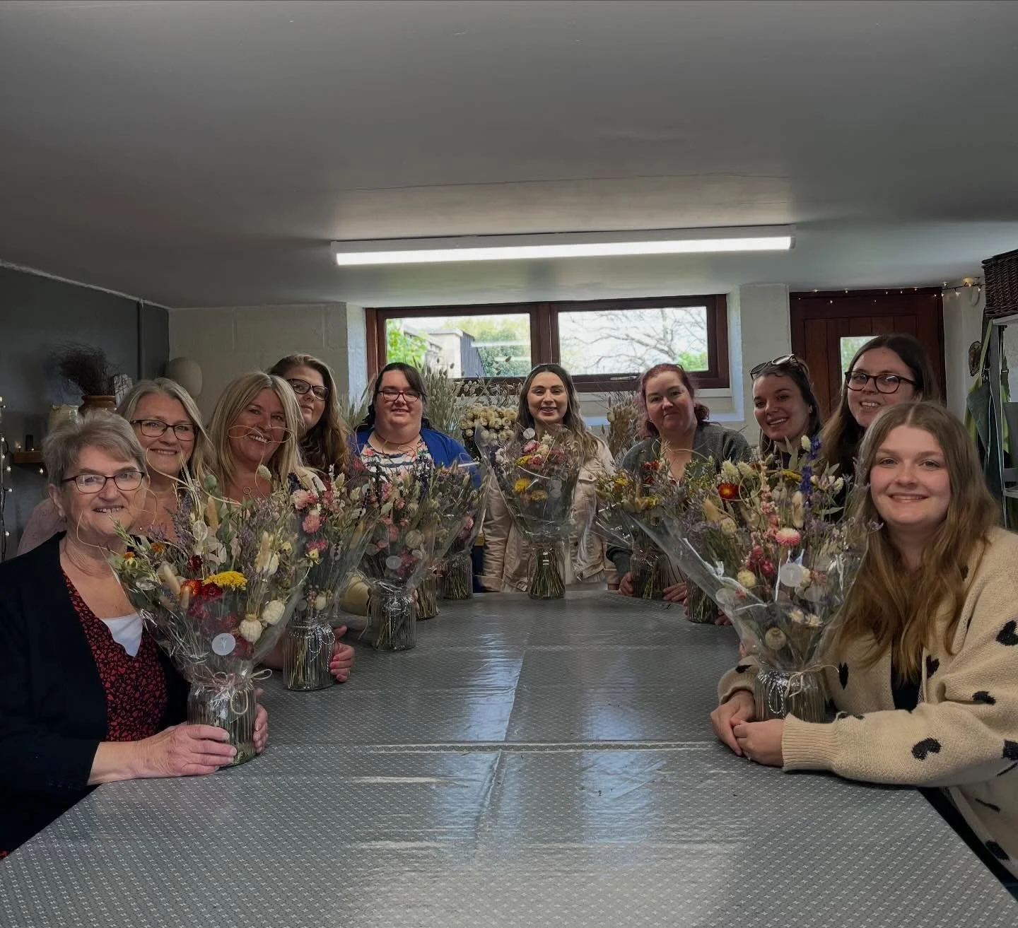 A dried flower arranging workshop at The Bath Greenhouse. It was great to know that the arrangements will adorn the wedding venue and later enjoyed at home.