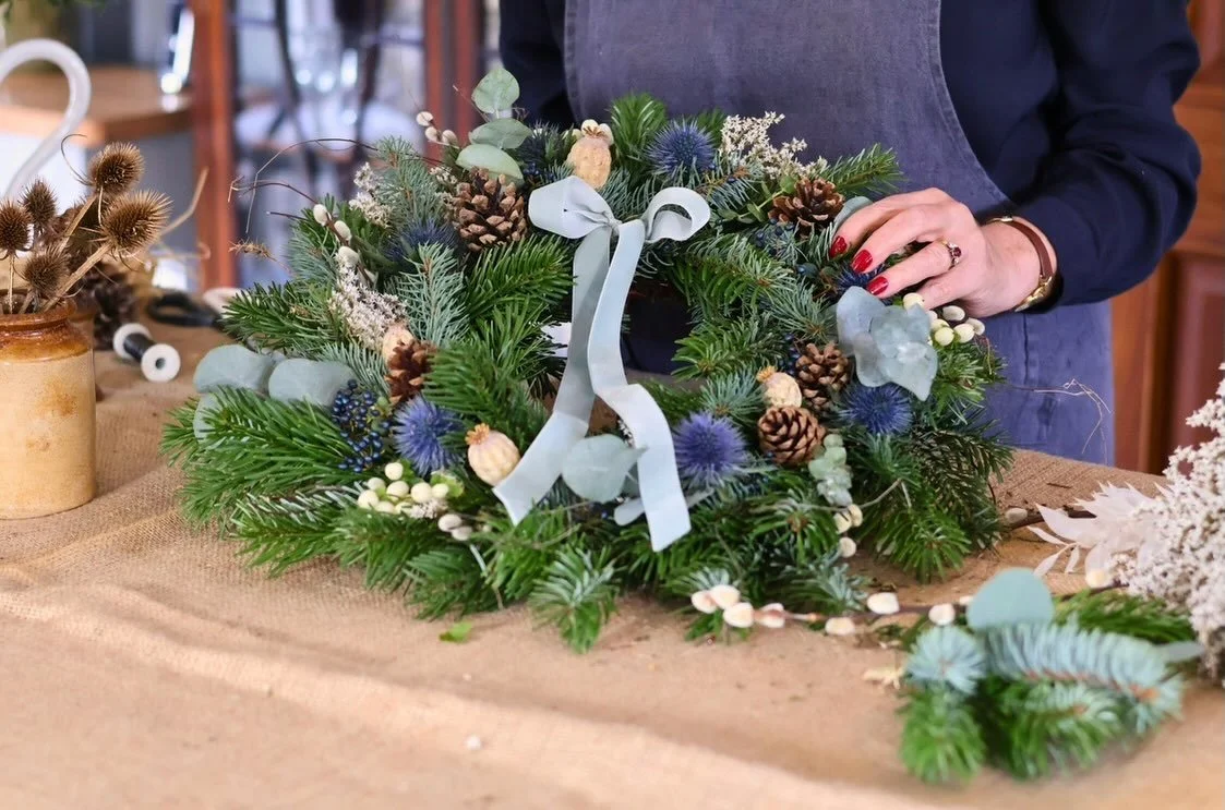 We are pleased to announce that our Christmas Wreath Workshops are now open for booking. Join us to learn how to craft a beautiful Christmas wreath from scratch, choosing from three luxury designs:

 - Traditional red and orange
 - Cool blue and gree