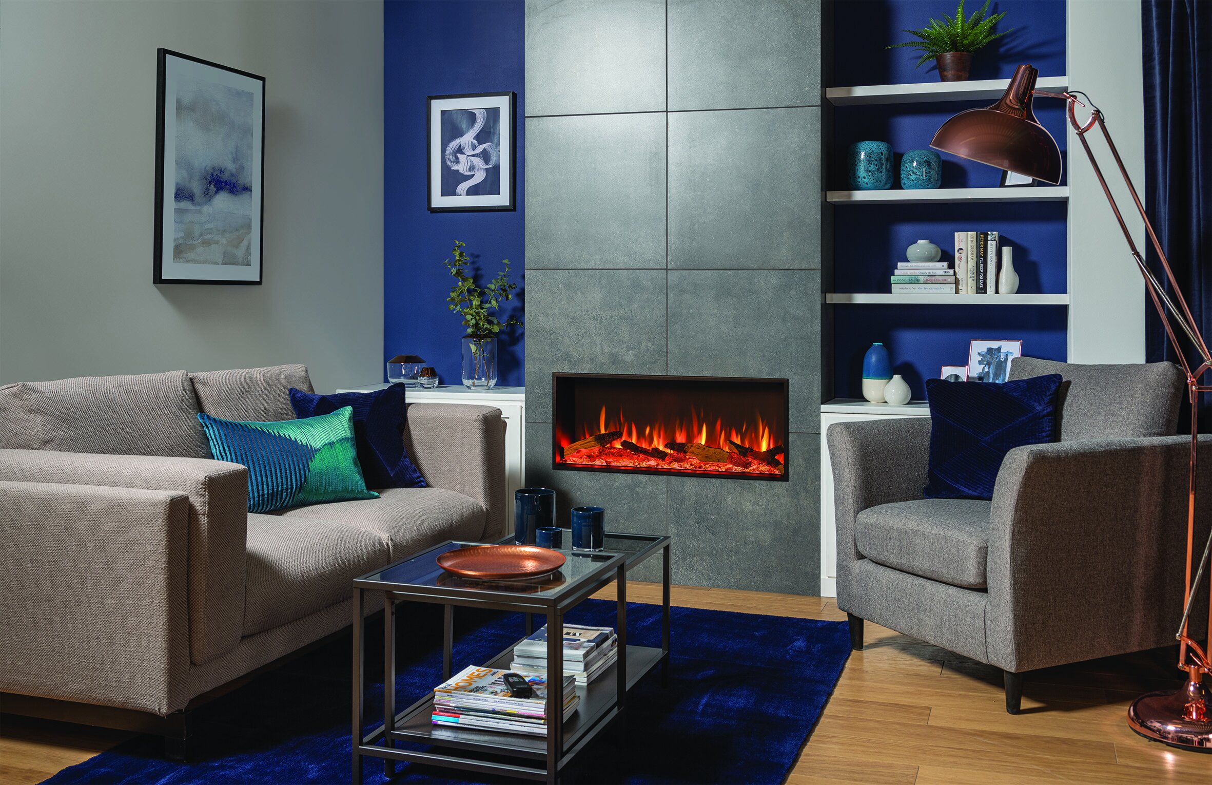 Gazco eStudio 85R inset electric fire in living room scene