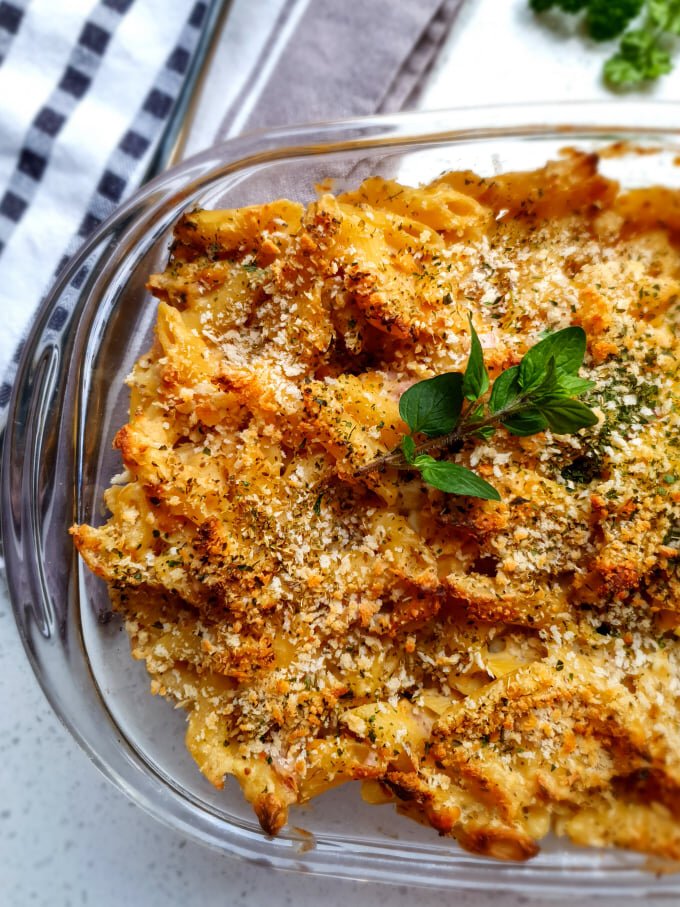 Delicious Vegan Chickpea Tuno Pasta Bake