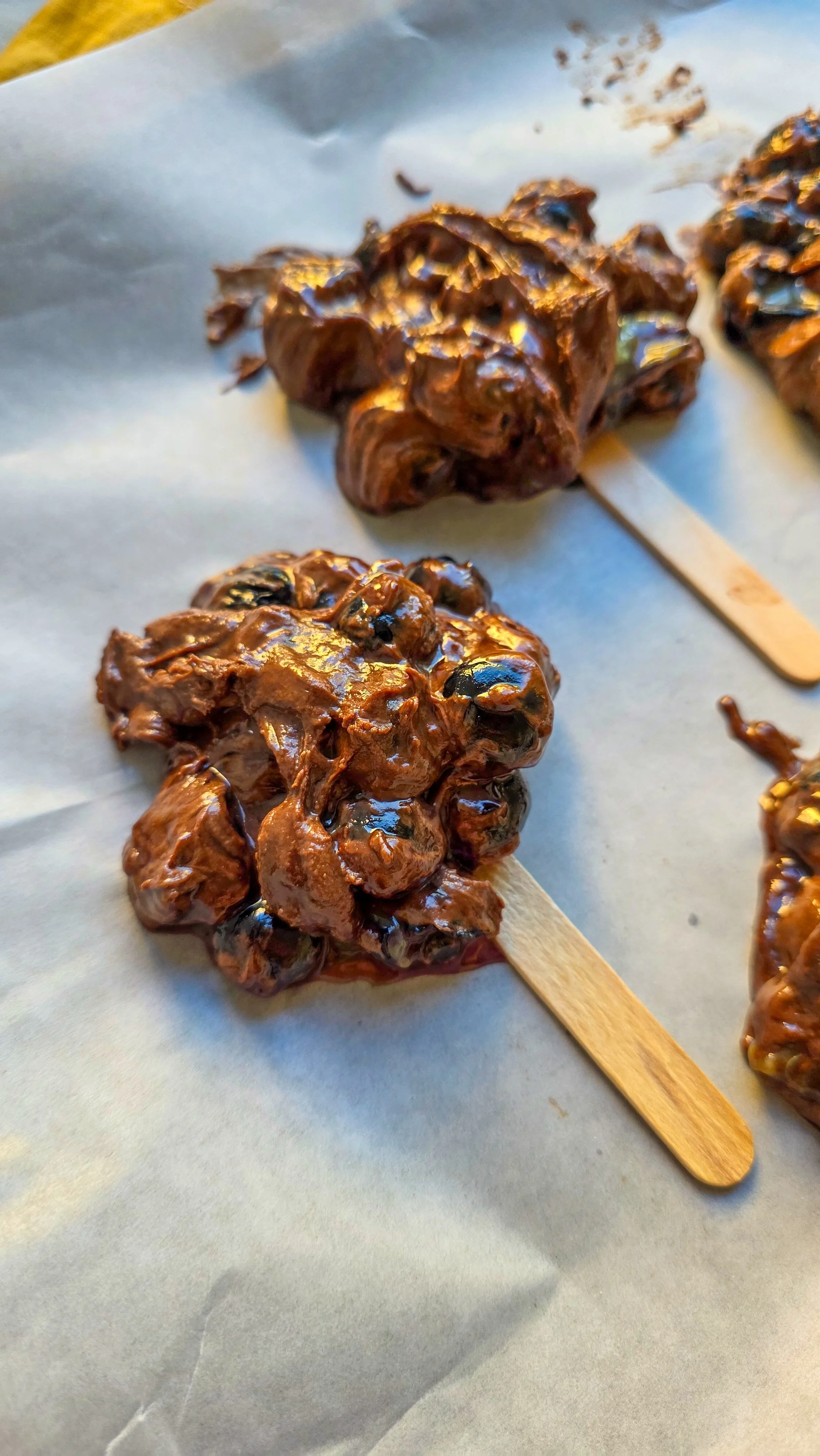 Chocolate Blueberry Clusters on a tray
