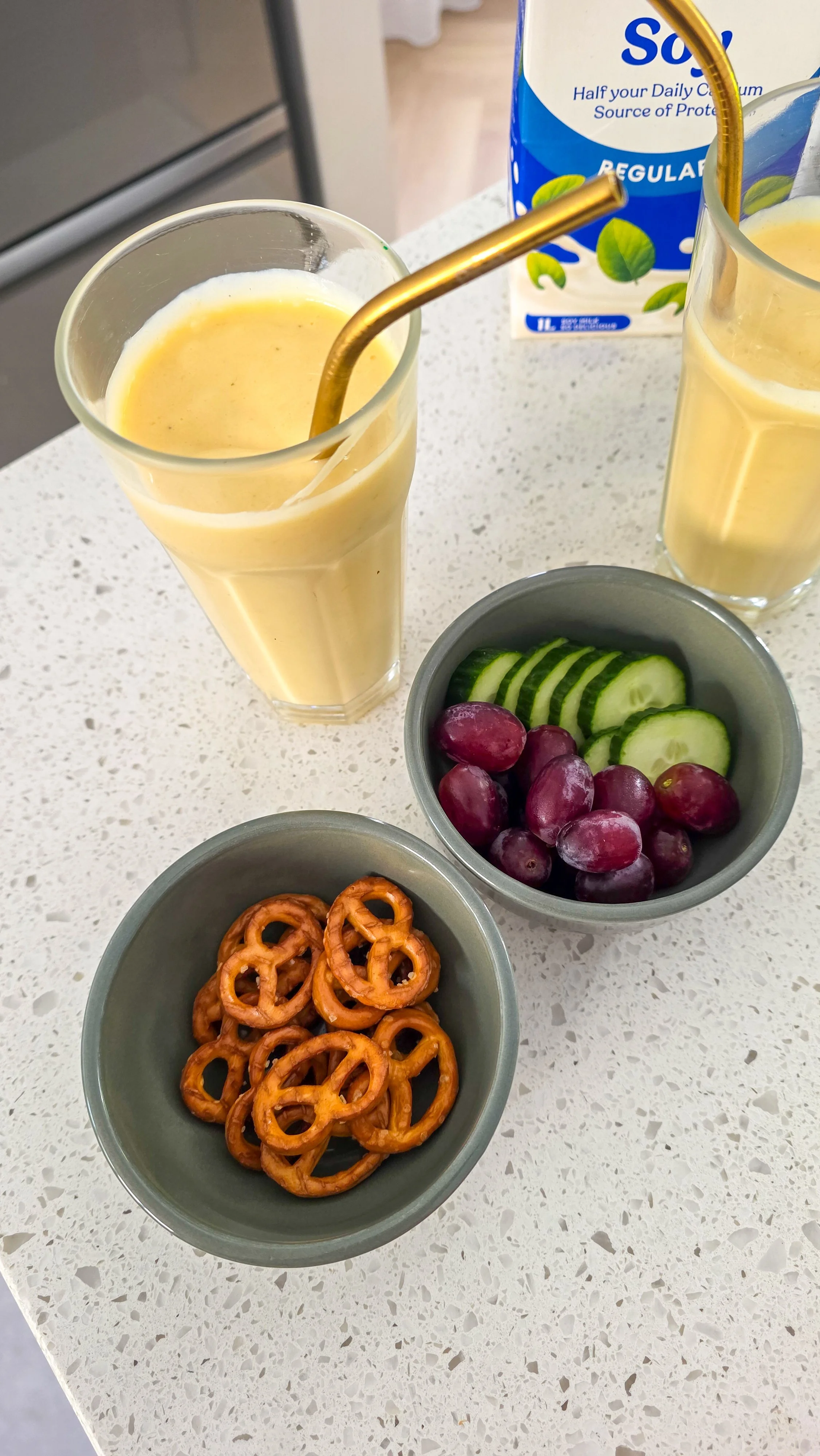 vegan kids meal banana and mango smoothie