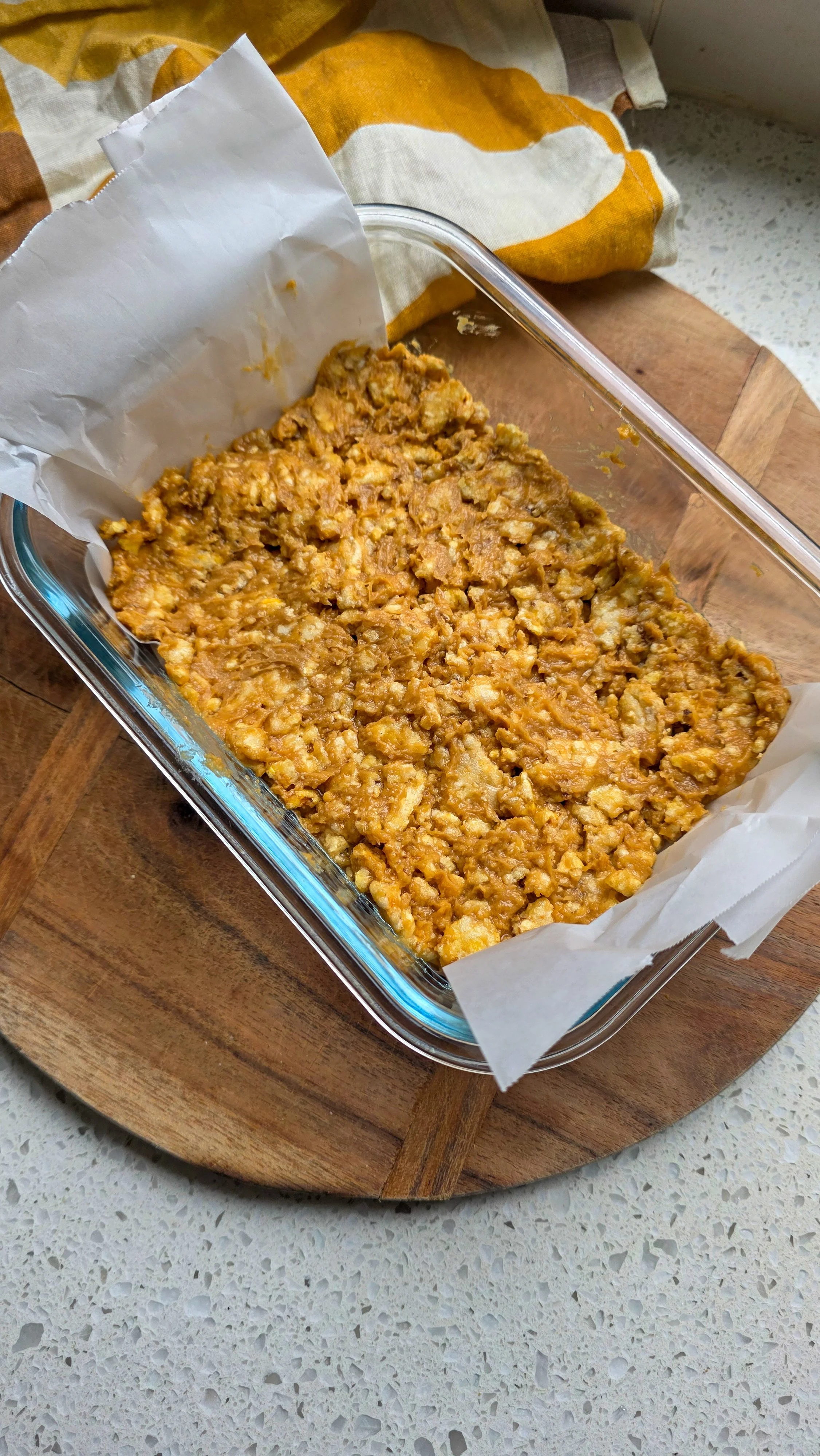 Container with chocolate peanut butter bars
