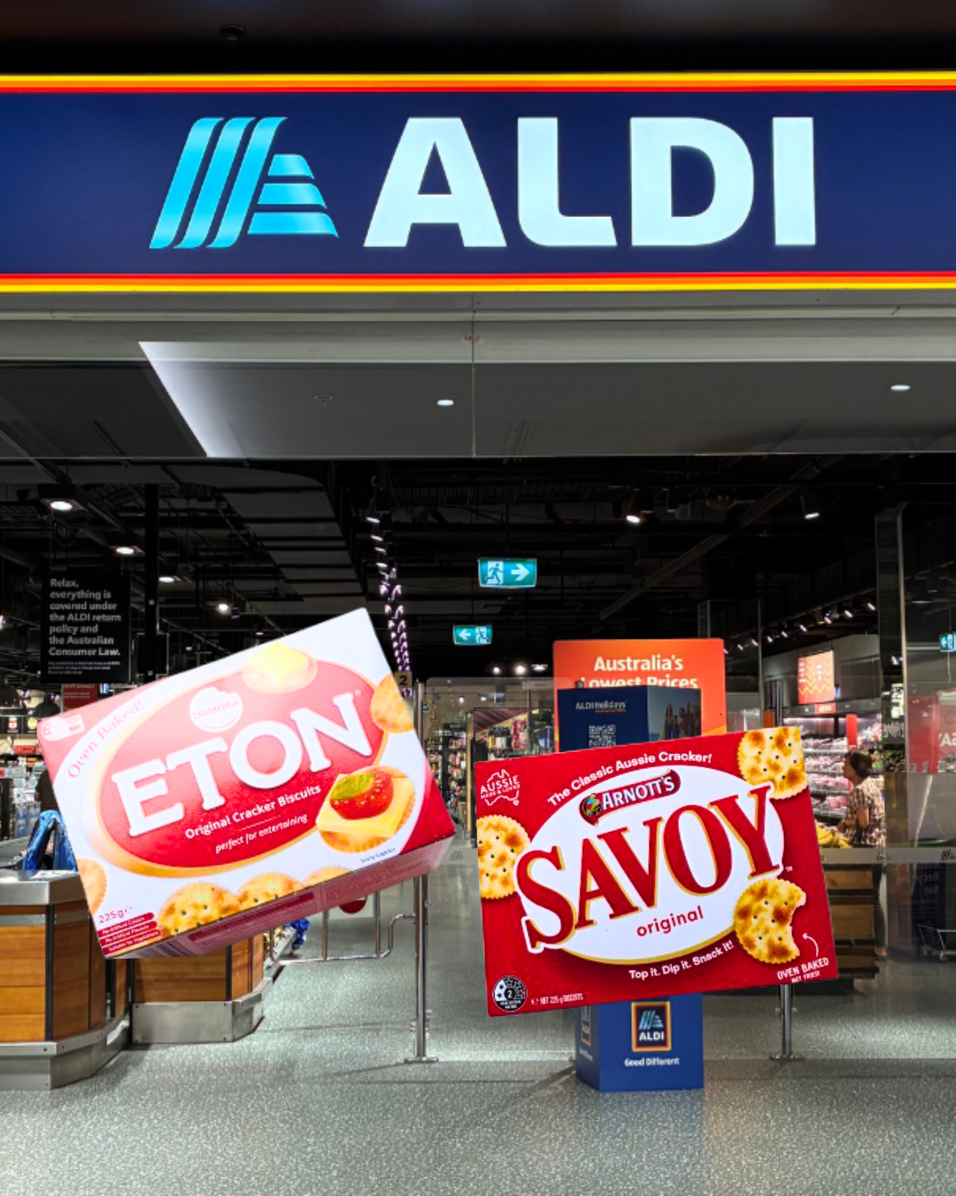Eton original crackers ALDI vegan food comparison versus savoy original crackers