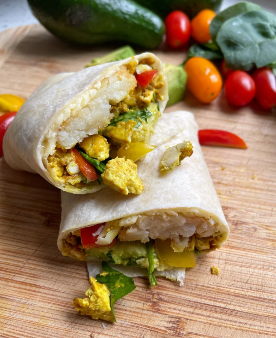 Vegan Breakfast Buritto with tofu scramble