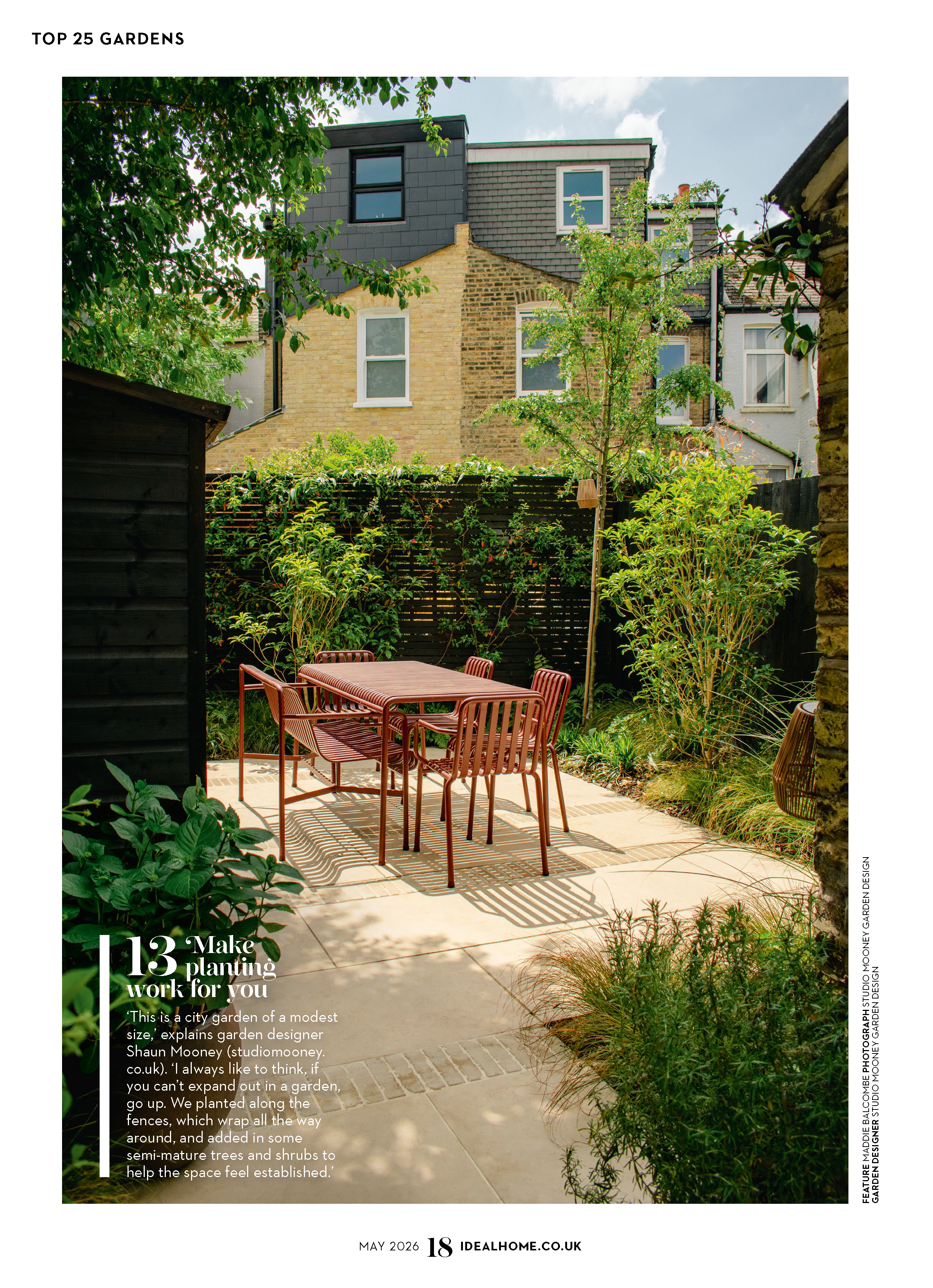 Studio Mooney Garden Design's Hither Green project in Ideal Home Magazine's Top 25 Gardens feature