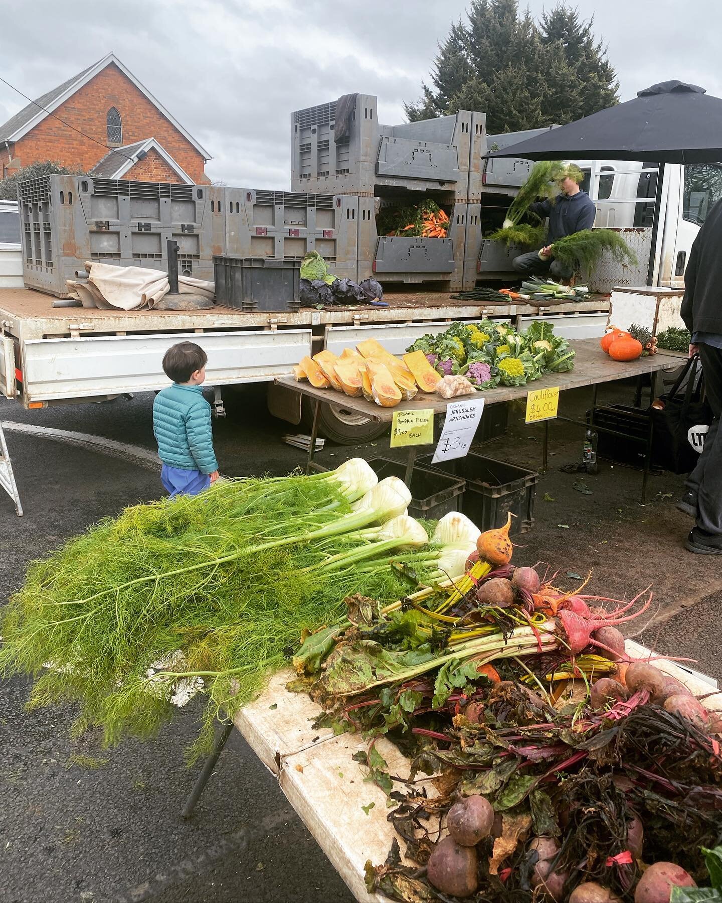captivated by the unloading of beautiful produce from the truck at lancefield farmers&rsquo; market.  how about that fennel?