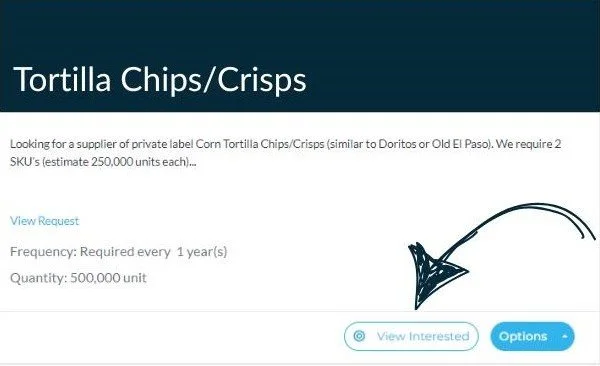 Purchase request card - View interested button