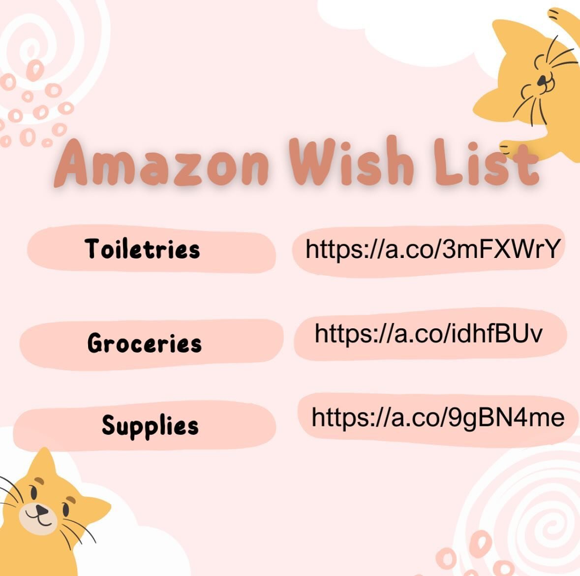 Our Amazon Wish List is up and running for those looking to donate from the comfort of their phones.

Follow these Links for our detailed lists. We&rsquo;re constantly updating for current needs in shelter:

Toiletries - https://a.co/3mFXWrY 

Grocer