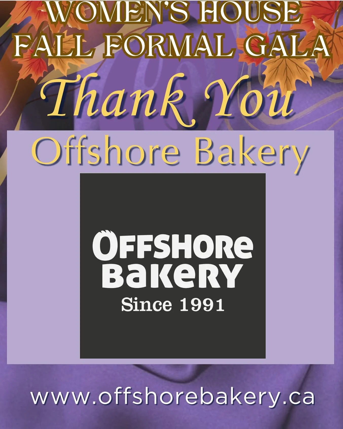 Thank you to @offshorebakery for generously donating their time and talent to our Fall Formal Gala Dinner, Saturday October 18th, at Lakeshore Recreational Center. 

Tickets still available: 

https://www.canadahelps.org/en/charities/womens-house-ser