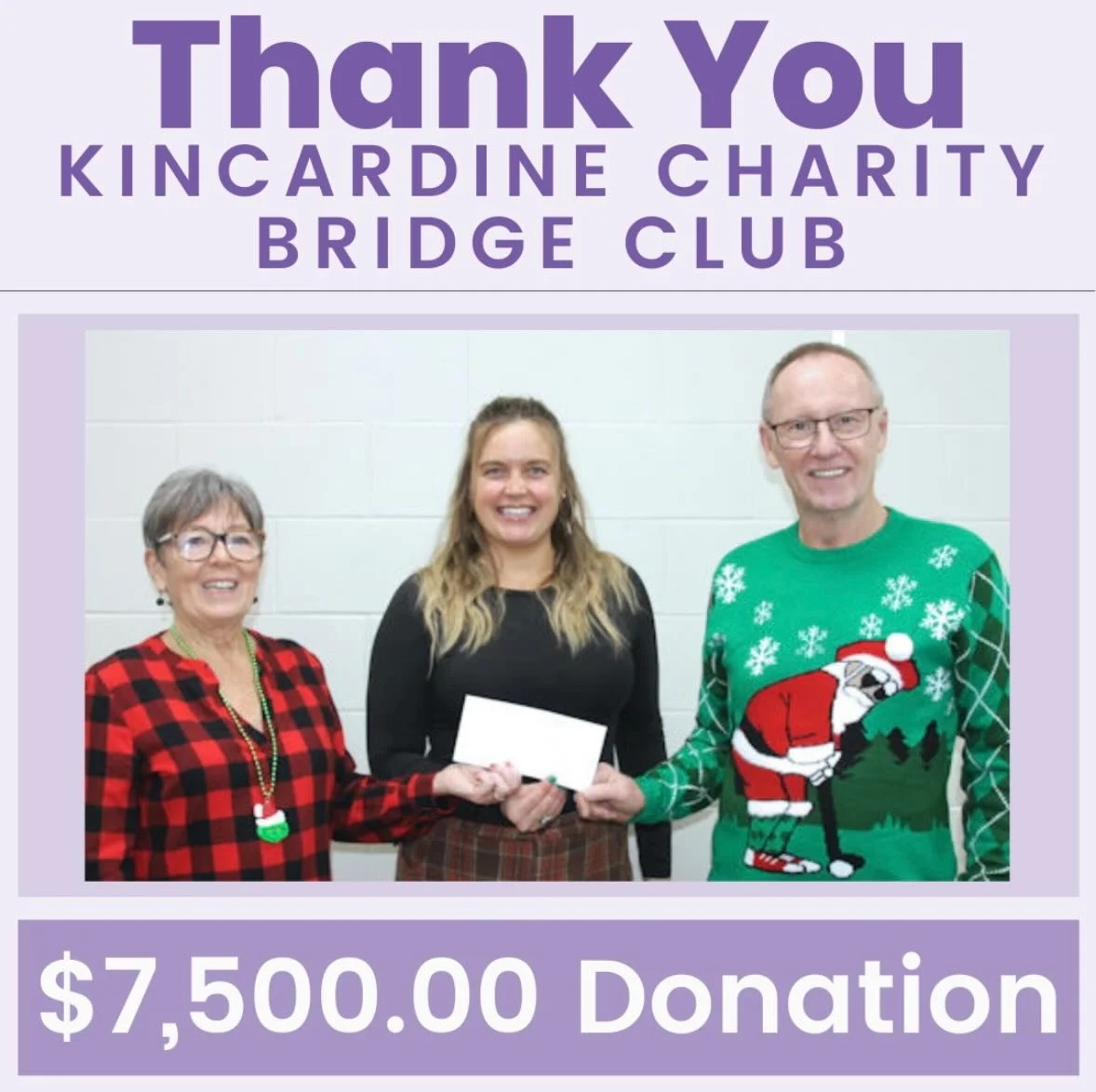 A Huge 𝑻𝒉𝒂𝒏𝒌 𝒀𝒐𝒖 to Kincardine Charity Bridge Club for this generous donation. This Friday Bridge Club has been a longtime contributor to Women&rsquo;s House Serving Bruce &amp; Grey and has supported many of our groups and programming throug