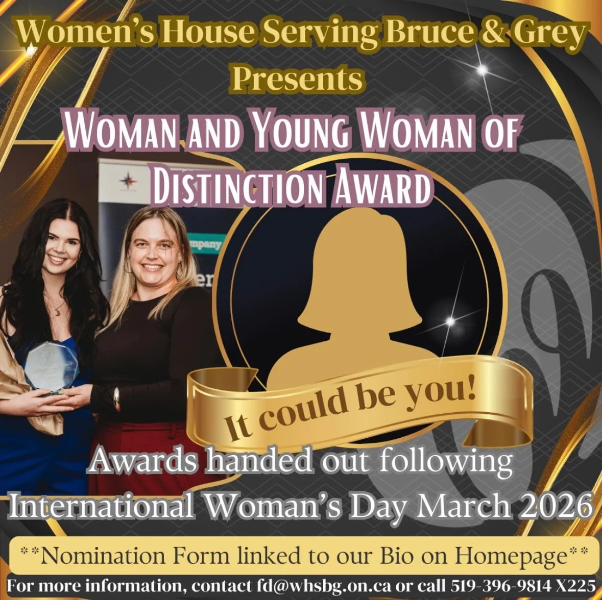 Women&rsquo;s House Serving Bruce &amp; Grey and Bruce County will be hosting International Women&rsquo;s Day Celebration, Thursday March 5th, 2026 at Mildmay-Carrick Recreation Centre. 

In honor of this occasion, we&rsquo;re asking for nominations 