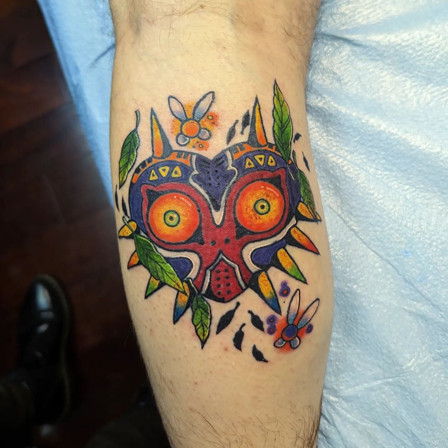 Love a good color session 🥰 
.
.
.
.
#majorasmask #zeldatattoo #majorasmasktattoo #colorfultattoos #tattoopassion #tattoolovers #customtattoodesign #fusionink #fkironsflux #fkirons #solidink #bentonvilletattoo #bentonvilleartist #bentonvillear #roge