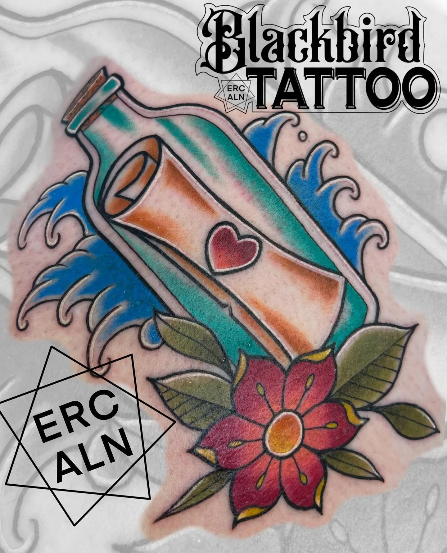 We love love up in here as much as we love clean as fuck tattooing. Don&rsquo;t get caught with splotchy, wiggly tattoos. Bang bang! Done with @tattoosupplies #arkansastattoos #arkansas #arkansasartist #colorbomb #colortattoo #neotraditional #boldwil