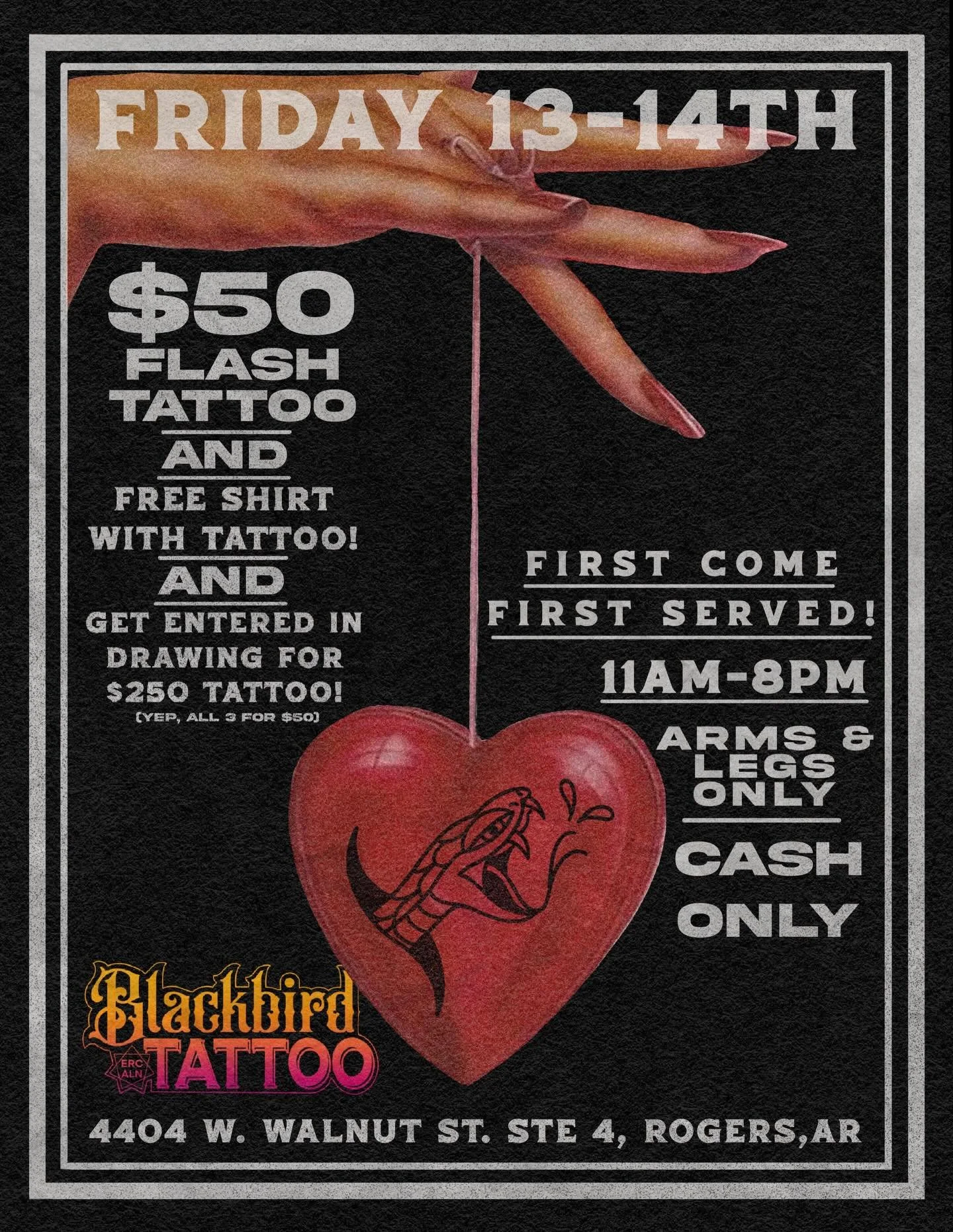 FLASH DAY EVENT‼️ Come on in and get your Ink! Bring your lover or a friend, get some free stuff with some sick bangers from our artists!✨
