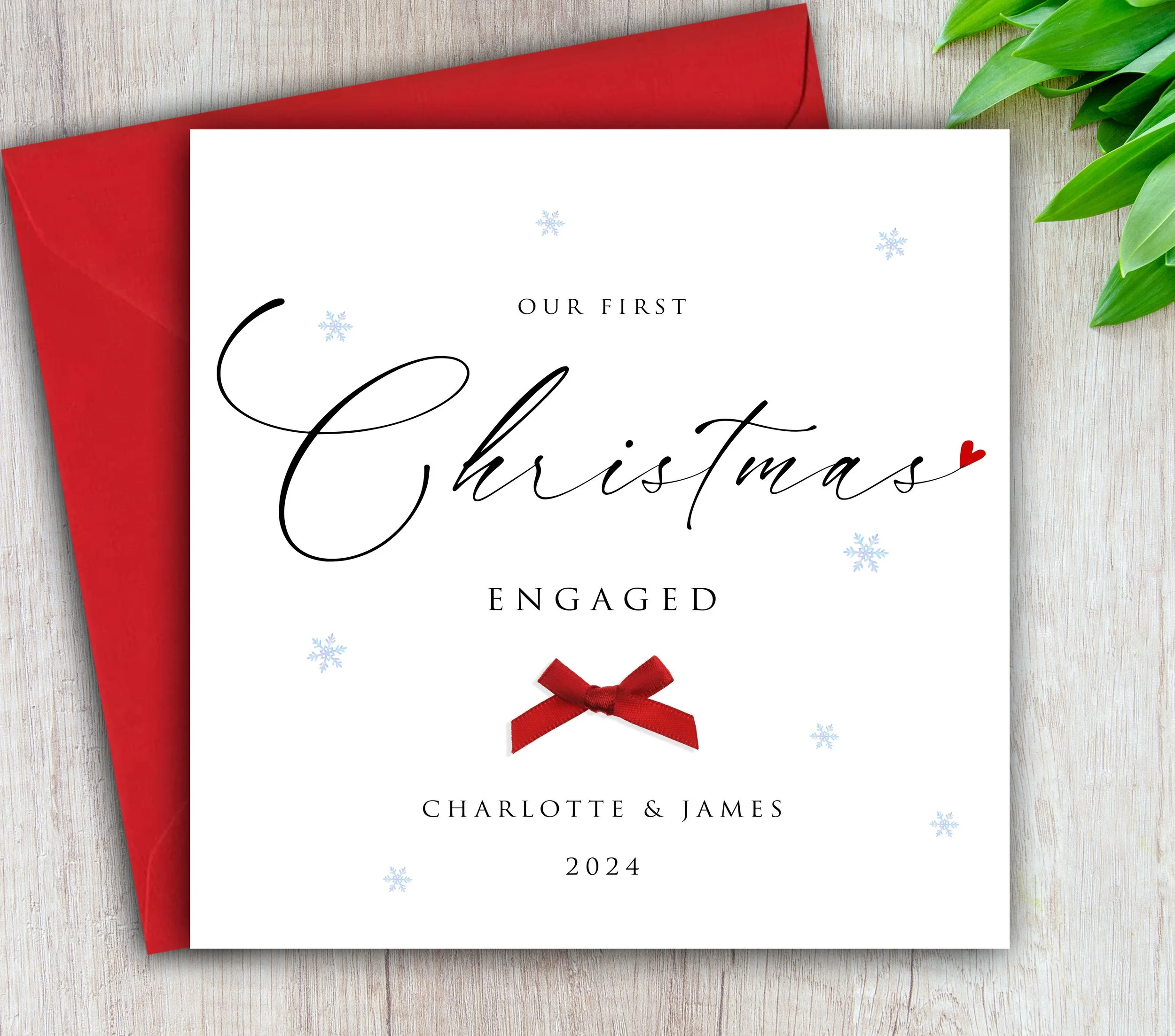 Our First Christmas Engaged Personalised Card,  or Your 1st Christmas, Card for a newly Engaged Couple