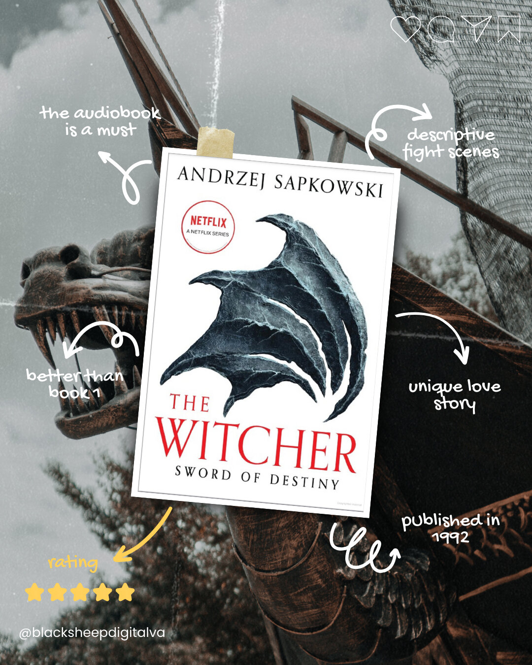 When I tell you, I am obsessed 👏🏻⁣

I began reading The Witcher series about a month ago and just finished the second book, as you see here. 

I struggled to get into the first book because of the writing style, but when I transferred to the audiob
