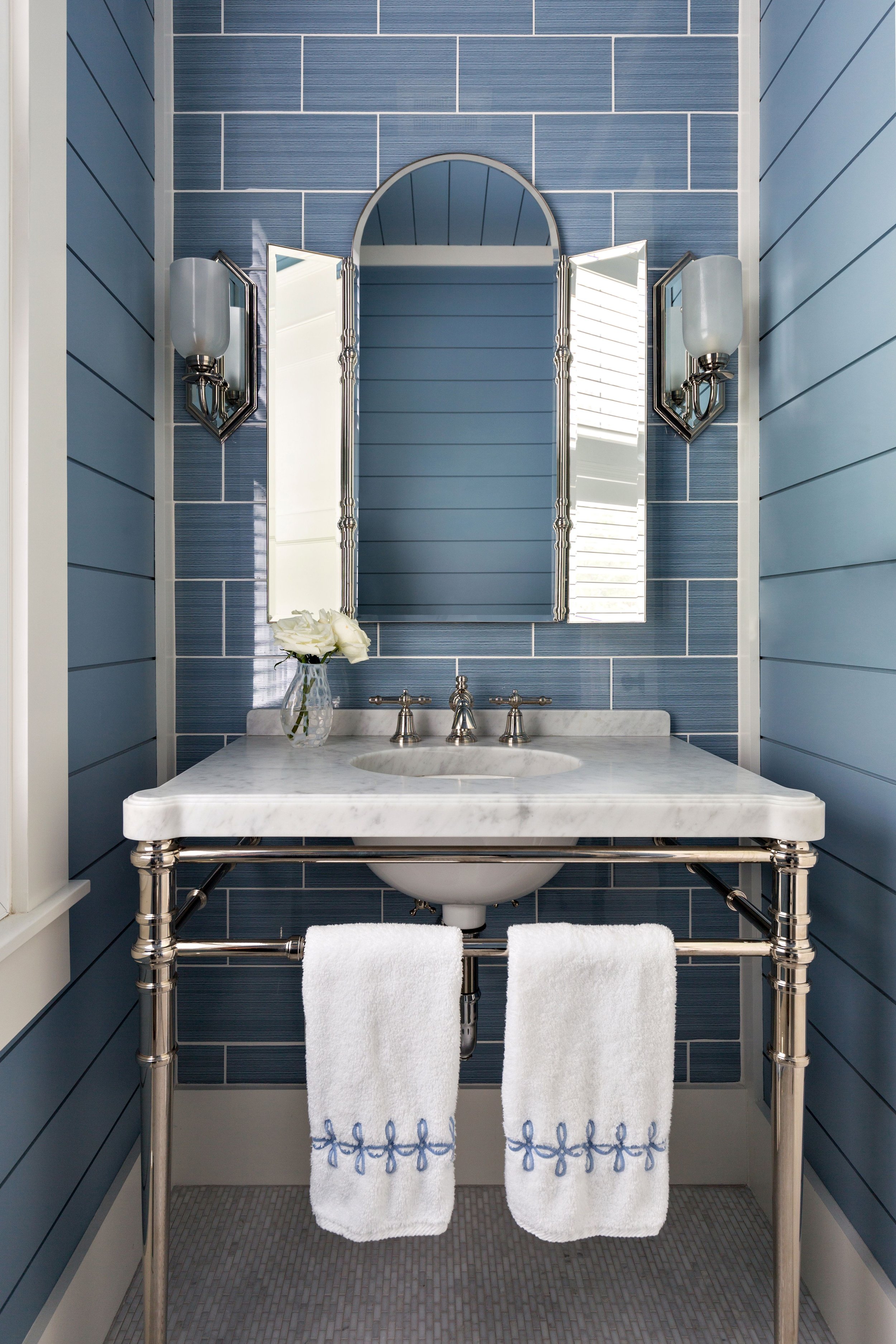 Swath a bathroom in Dusky Blue 1640 and bring to mind the light of late August’s fading hydrangeas.