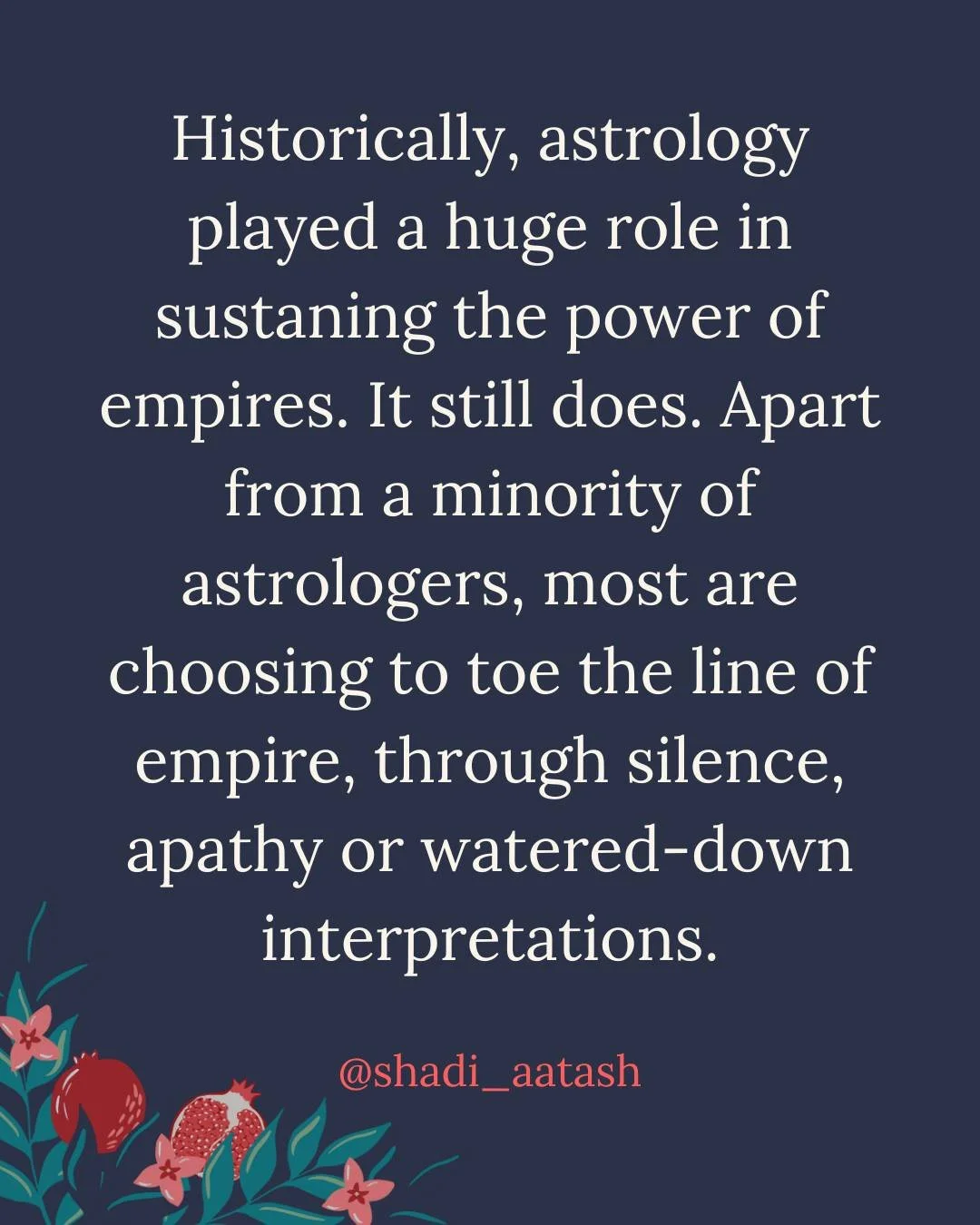 please share in the comments, the name of astrologers who are choosing truth, justice, collective care and liberation. 
👇🏽
*****

Astrology has historically played a huge role in sustaining the power of empire.

Astrologers, from ancient China to E