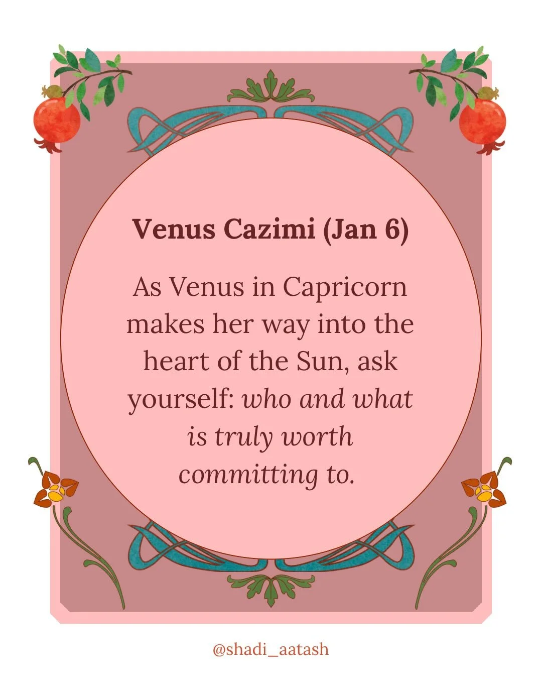 Multiple planets in Capricorn at the moment. There&rsquo;s a no-bullshit Saturnian energy in the air. This means accountability, it means doing and saying hard things. It means that tenacity and resilience come through lived experience, in spite of  