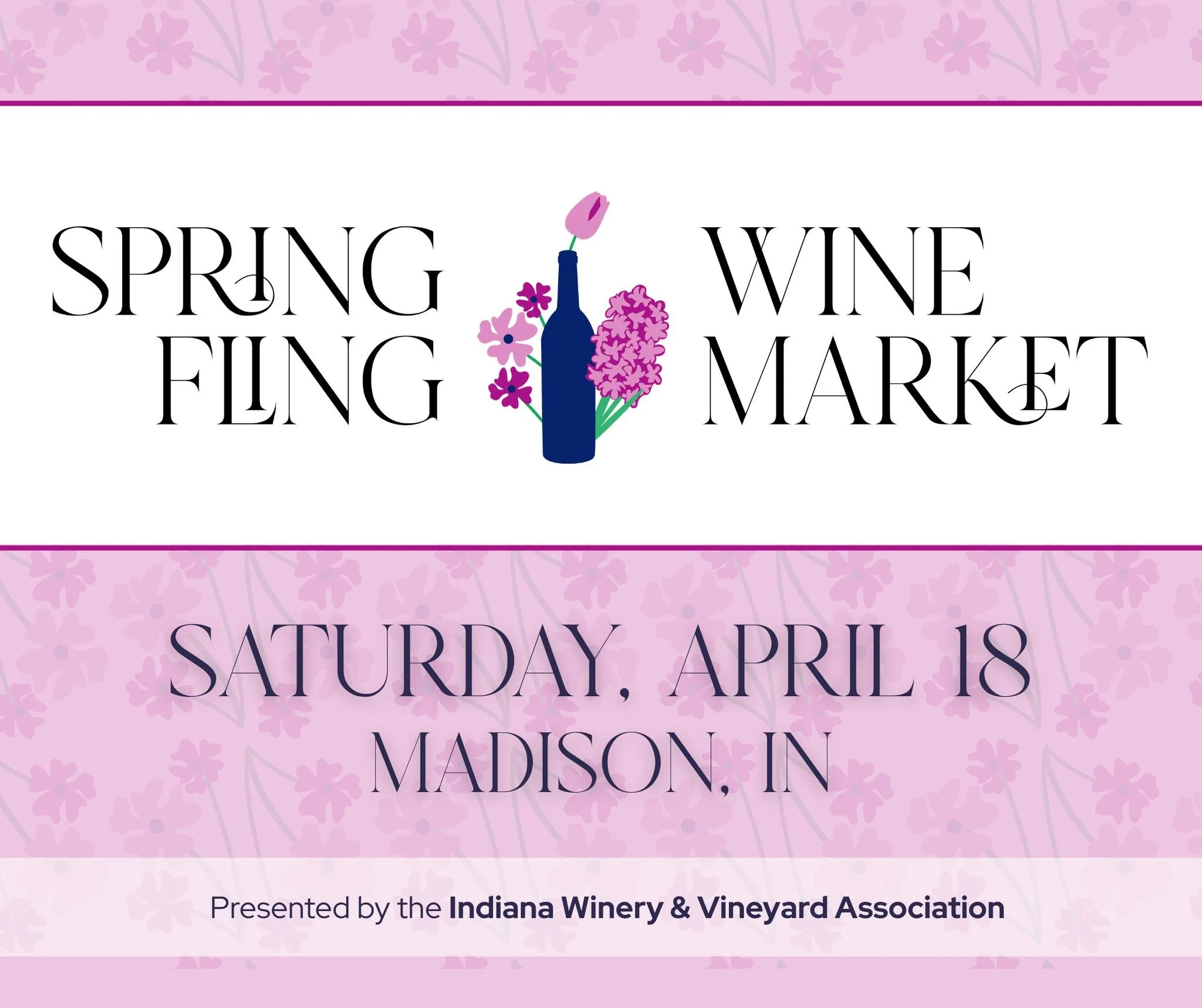 Join Indiana wineries in beautiful Madison, IN for the first Spring Fling Wine Market!! 10 wineries will be at the Old Cotton Mill on the Ohio River for wine tasting and sales to welcome spring to Indiana.  Each $35 ticket gets a wine glass, reusable