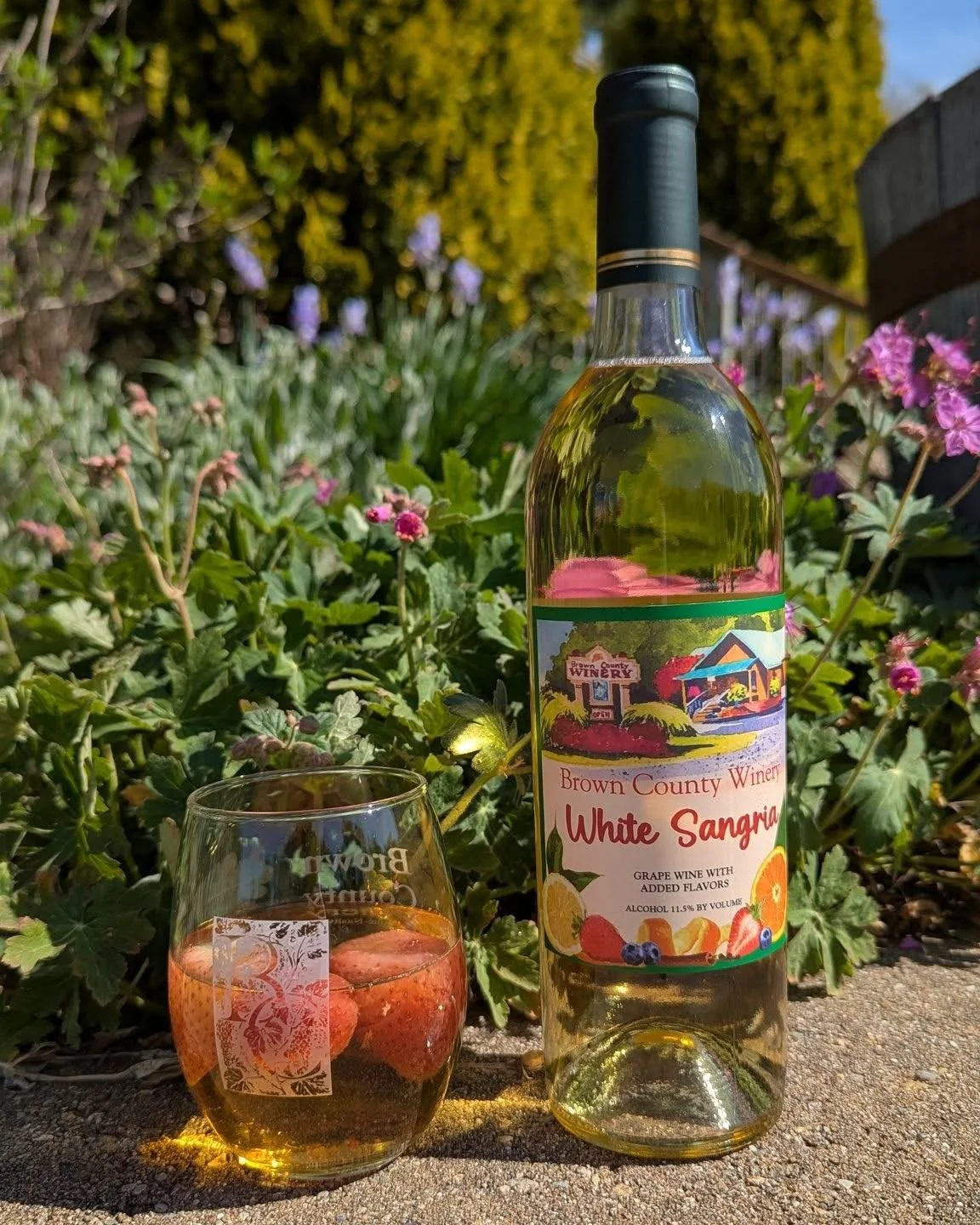 The wait is over, White Sangria is BACK!!! Brown County Winery released White Sangria for the first time last year and everybody enjoyed it so much we had to make it again.  We blended two different white hybrid grapes and added the classic Sangria f