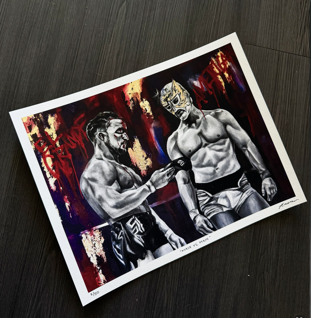 “Mask vs Mask” Signed Limited Edition Fine Art Print 11x14”