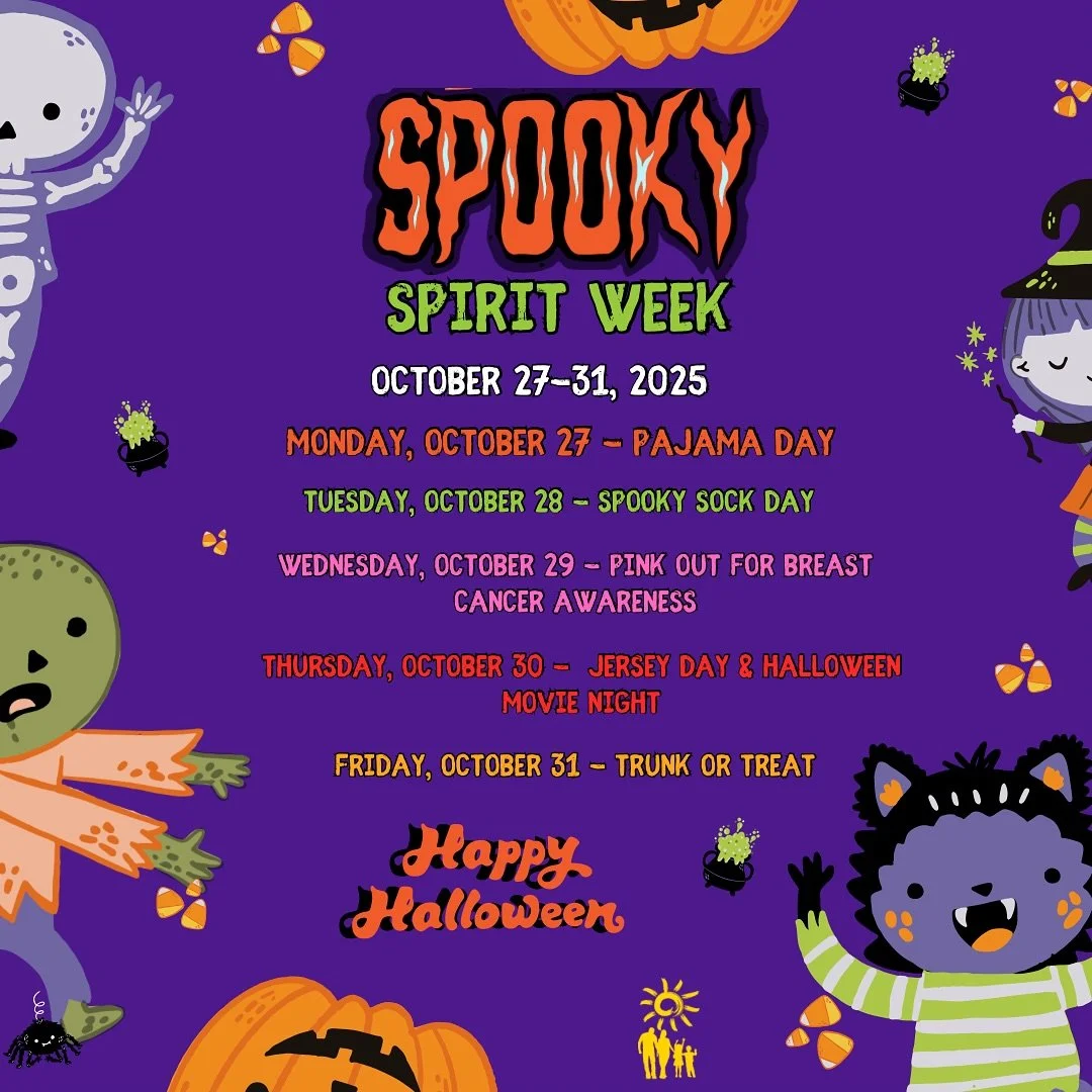 It’s Spooky Spirit Week at Bright Beginnings! The fun kicks off tomorrow with Pajama Day, so come cozy, spooky, and ready to show your Halloween spirit as our children and staff celebrate all week long! 🎃👻