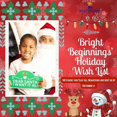 It&rsquo;s the most wonderful time of the year! 🎄

✨ Bright Beginnings&rsquo; Holiday Wish List is here! ✨
Help make the season bright for our children and families by donating from our Amazon Wish List. Every gift brings joy and hope this holiday s