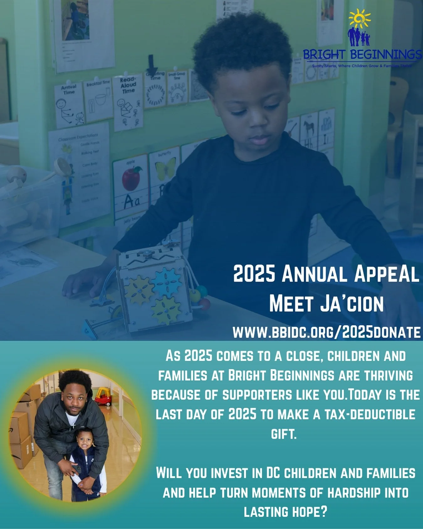 Your generosity has provided high-quality early education, developmental screenings, and therapeutic and family support services to more than 600 DC children and family members this year.

With two new satellite locations open, we are serving up to 2