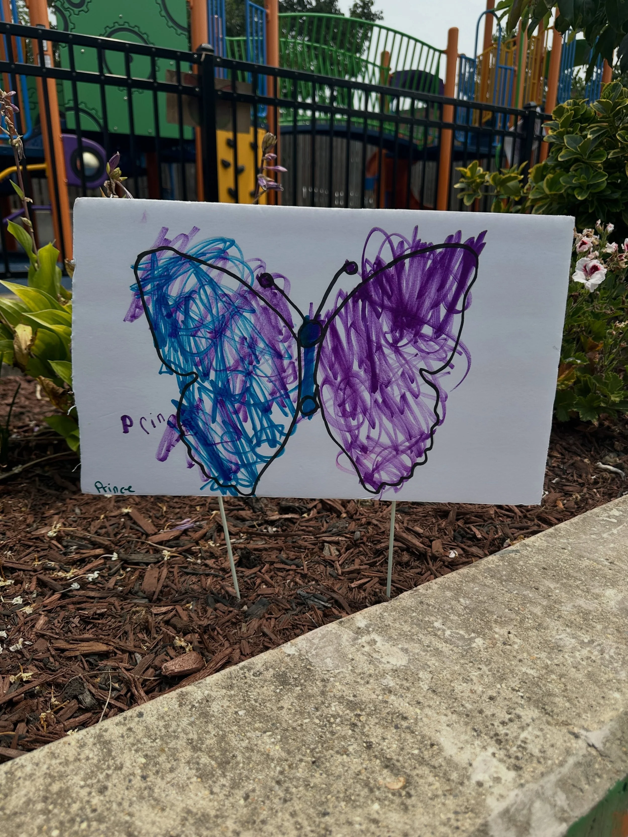 Our students transformed their craft projects into colorful outdoor displays in our walkway garden and on the playground! Inspired by butterflies, ladybugs, and dragonflies. 

Every masterpiece reflects their creativity, imagination, and the joy of l