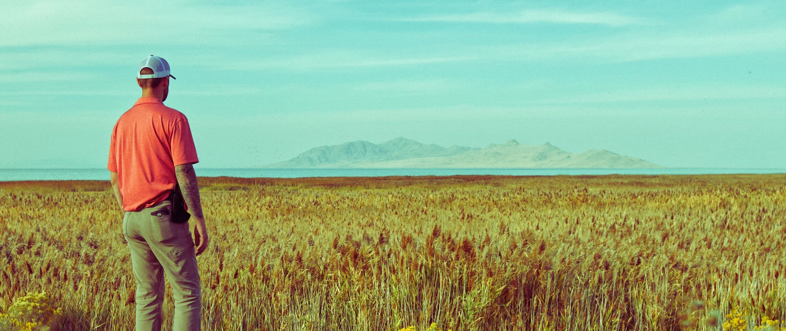 Always looking for something new, even if its in the same places I’ve been many times before. Self portrait taken looking over the Great Salt Lake facing Antelope Island. Oct 2020